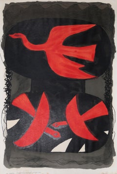 Tres pájaros, Cartel litografía cubista (after) Georges Braque
