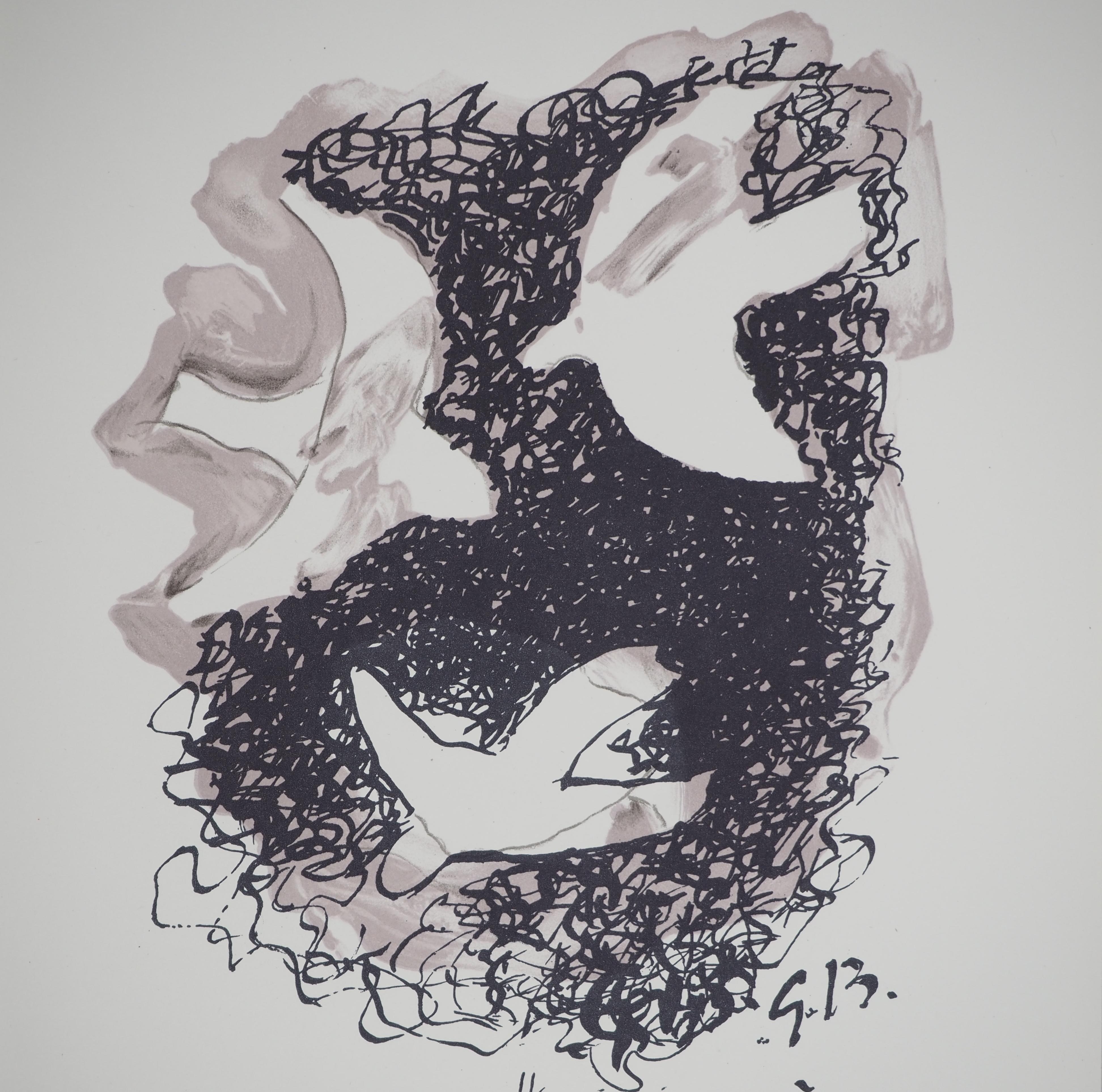 Tre uccelli in volo - Litografia originale (Mourlot #82) - Print di Georges Braque