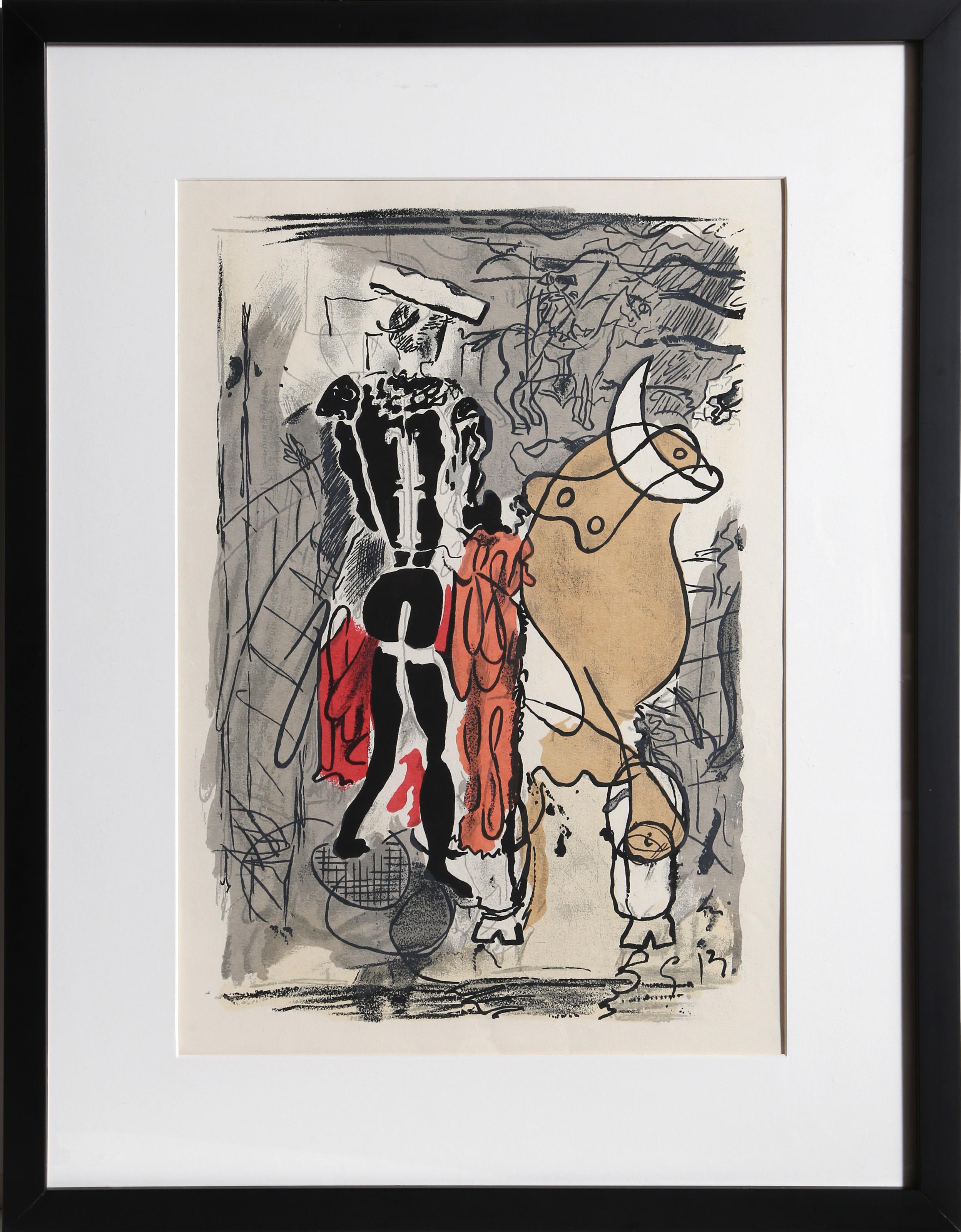 Torero, lithographie cubiste d'après Georges Braque