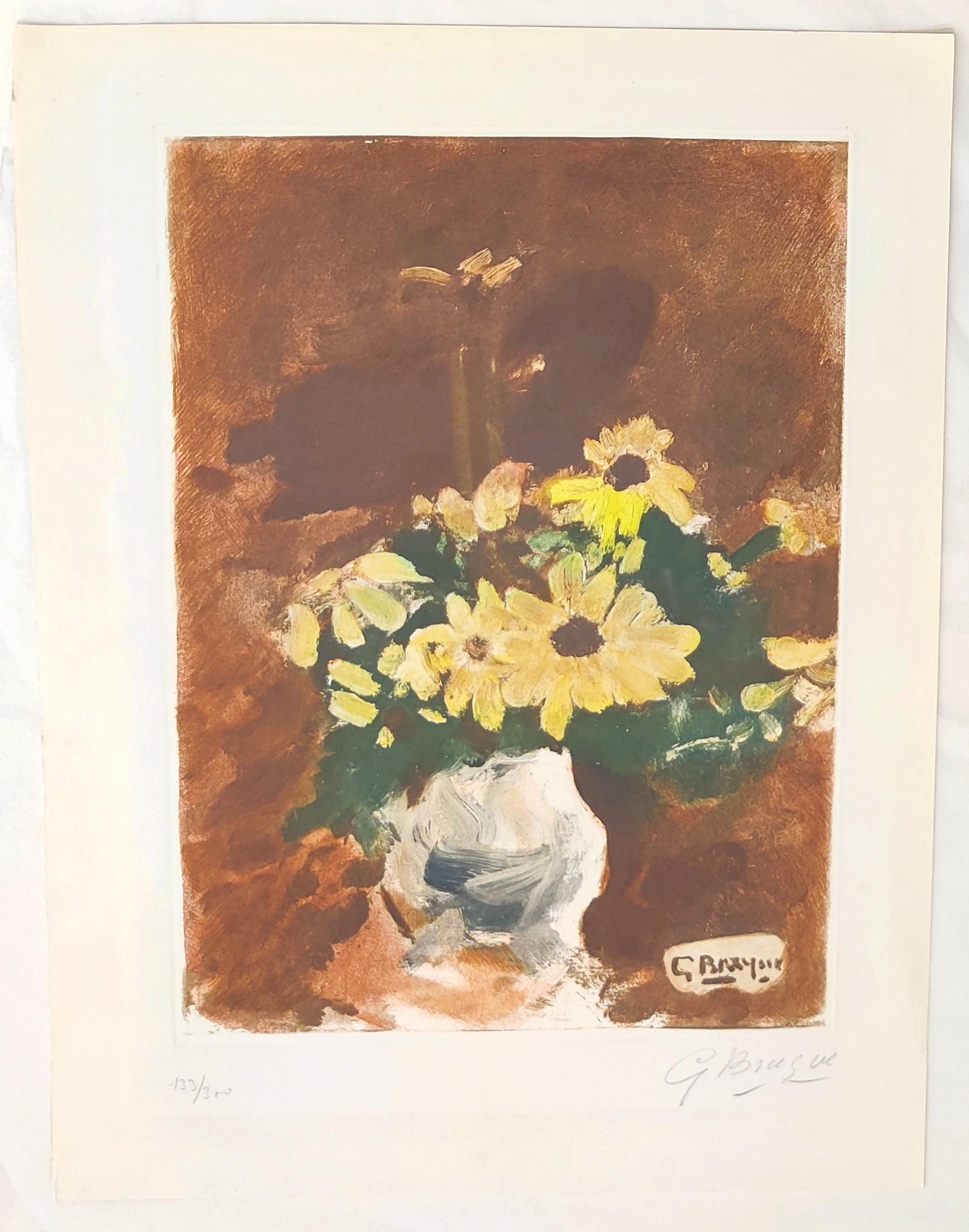 Vase de fleurs jaunes - Print by Georges Braque