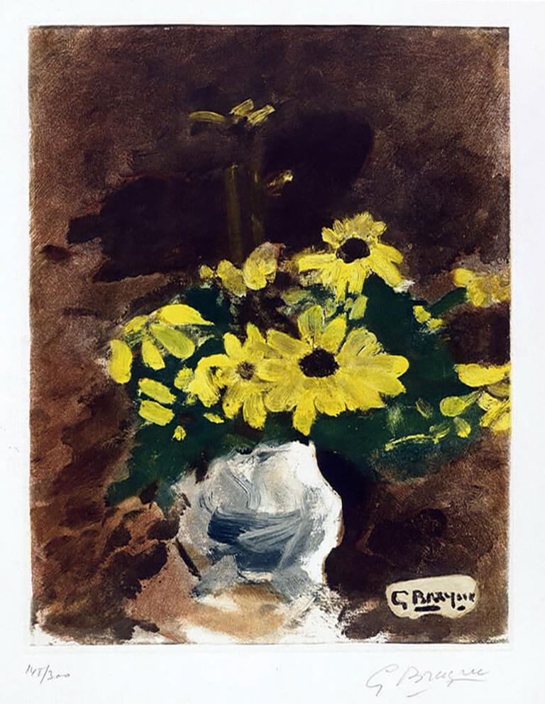 Georges Braque Still-Life Print – Vase de Fleurs Jaunes (Vase mit gelben Blumen)