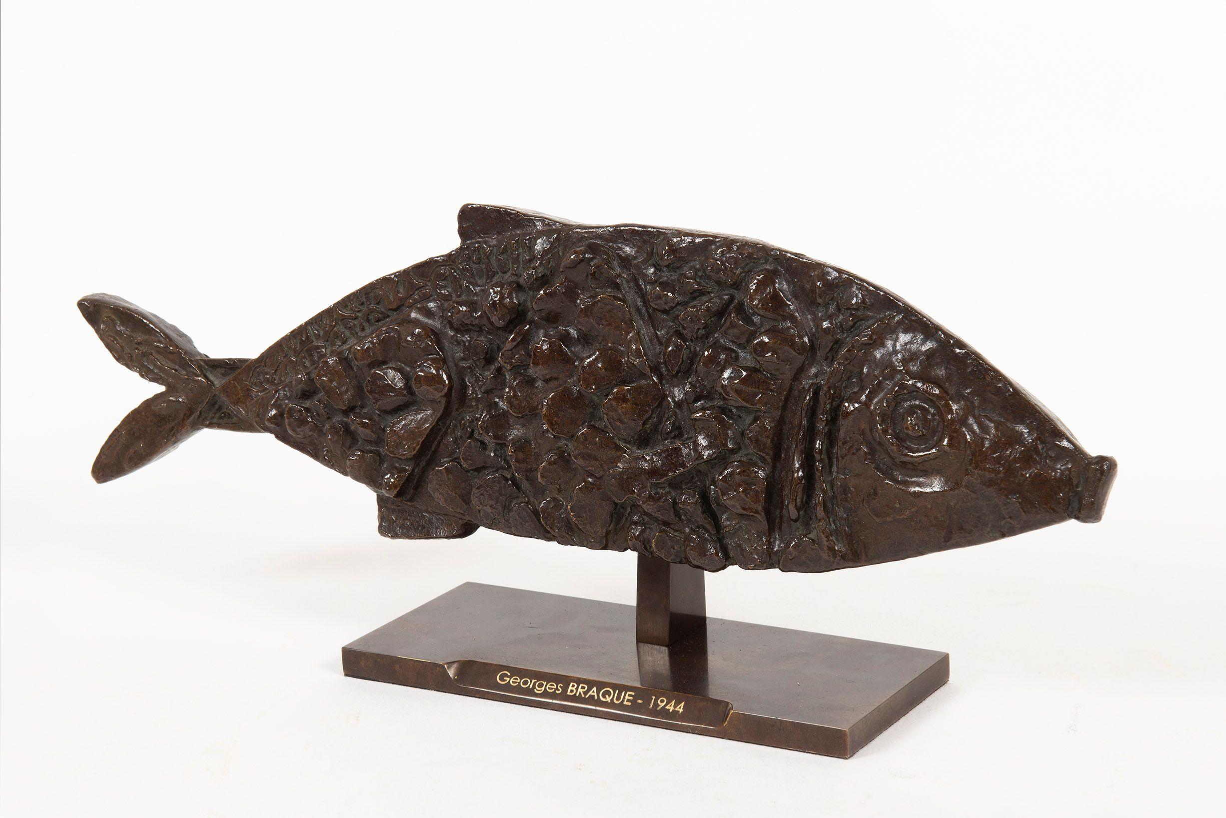 Poisson, Georges Braque, Fisch, Skulptur, Bronze, 1940er Jahre, Nachkriegsstil, Valsuani im Angebot 3