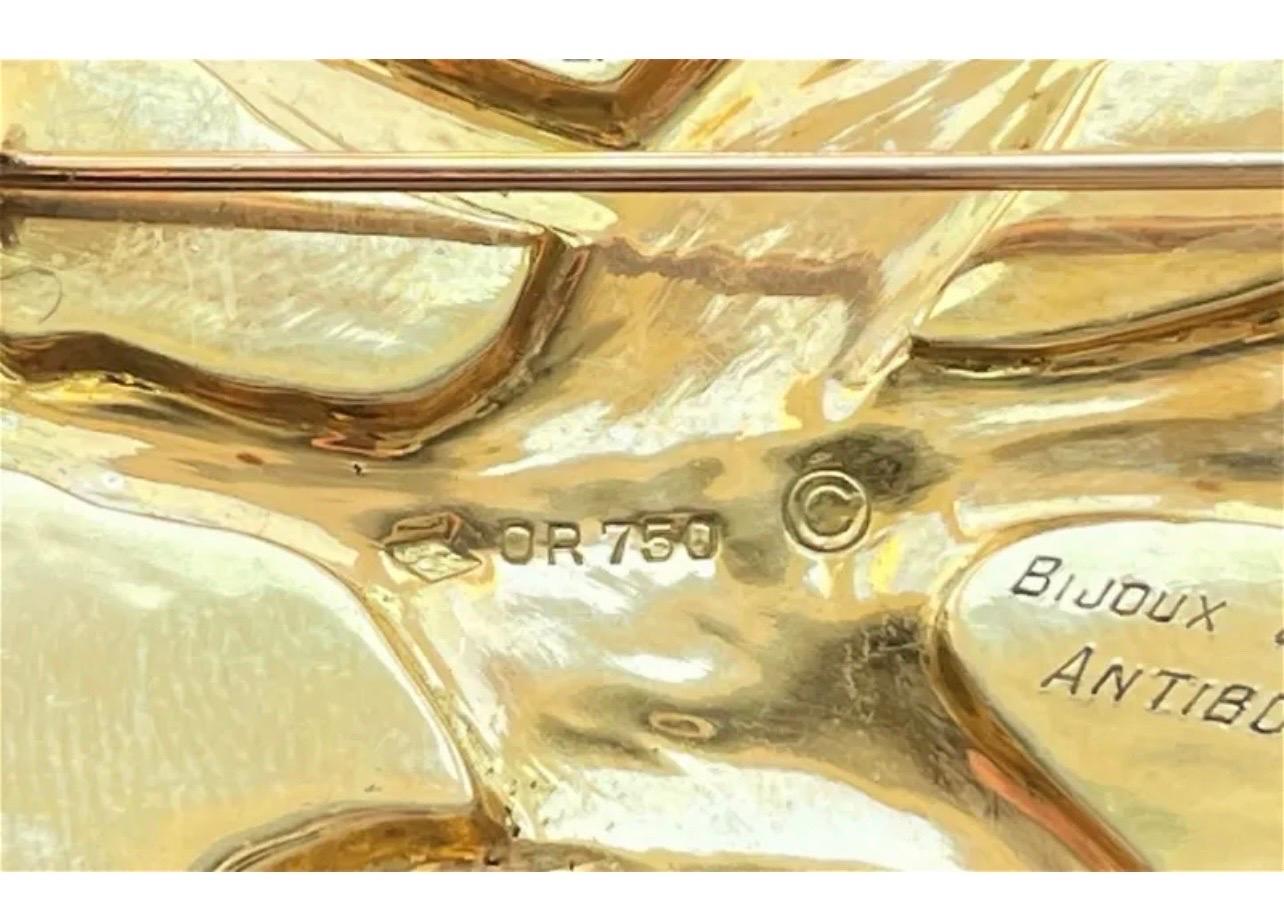 Rare 18 Karat Gold Enamel Georges Braque Sculpture Brooch For Sale 7