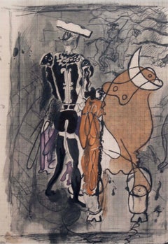 Georges Braque Senza titolo Torero Litografia firmata su carta 34/75 incorniciata 1950s