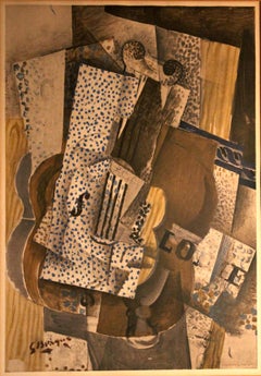 Reproduction lithographique « Violet Melodie » de Georges Braque, cubisme H. Deschamps