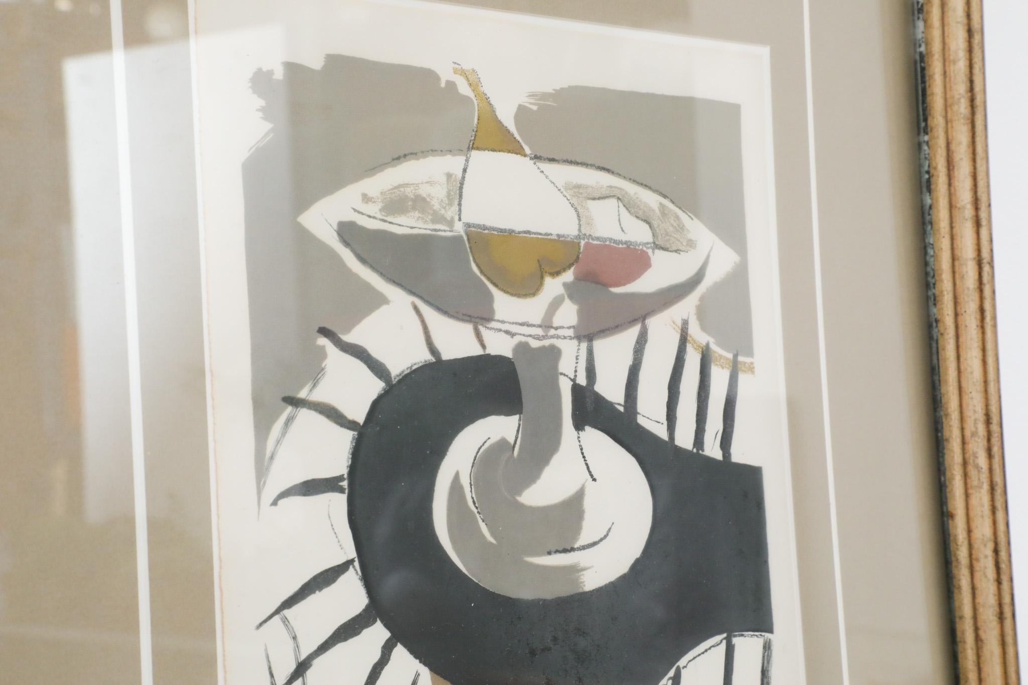 Georges Braque „Le Compote“ Lithographie, gerahmt im Zustand „Gut“ im Angebot in Los Angeles, CA
