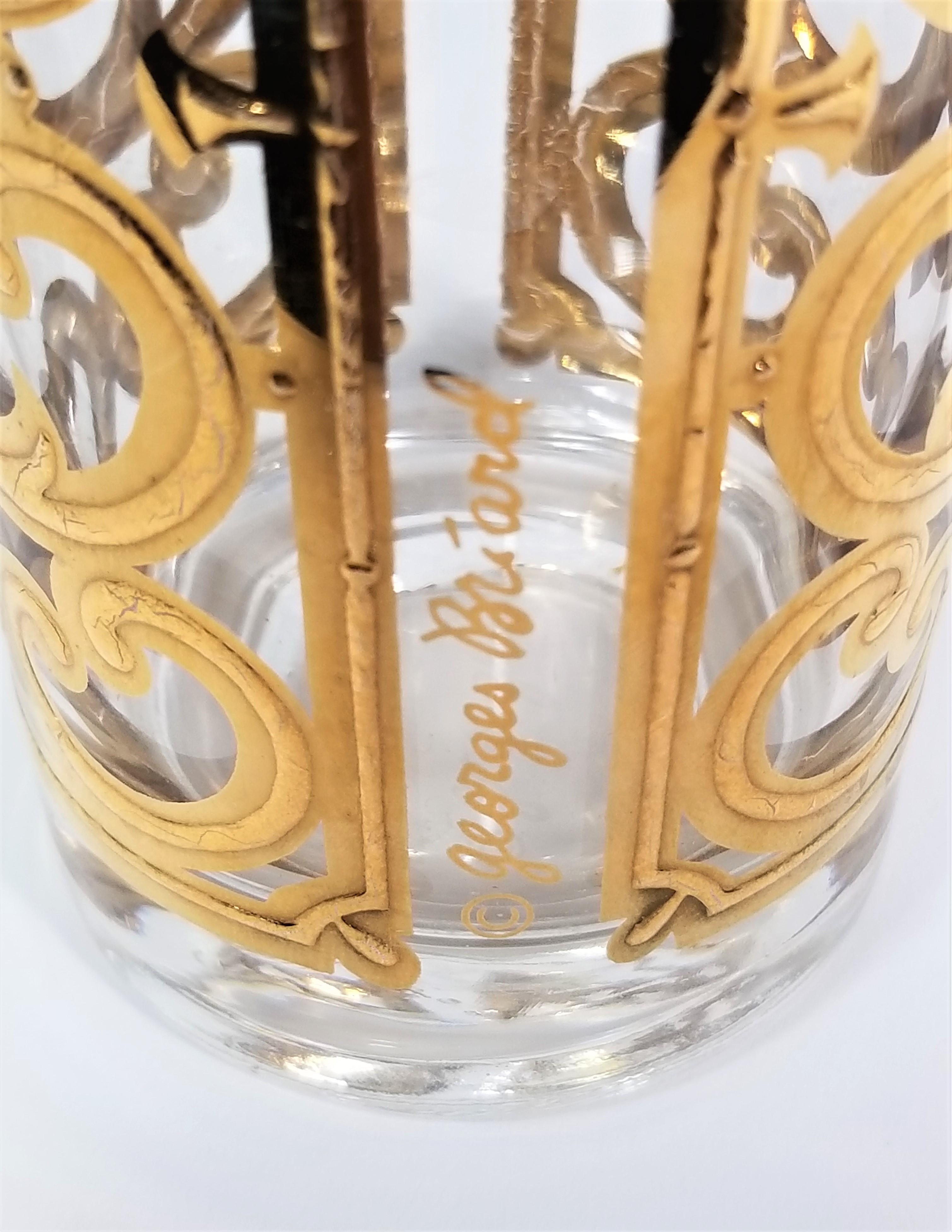 Georges Briard 22K Glassware Barware 1960s Mid Century For Sale 7
