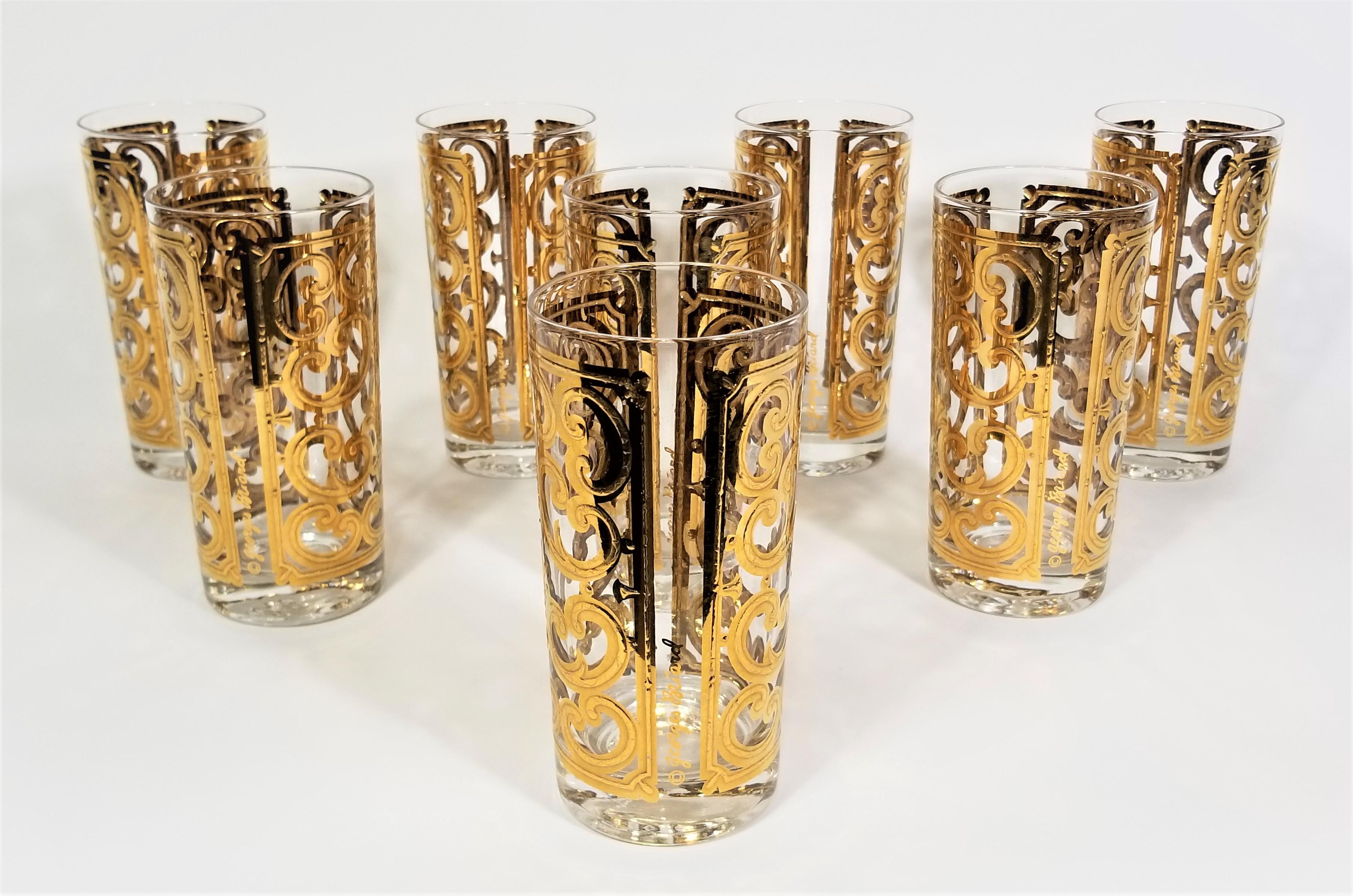 Georges Briard 22K Glassware Barware 1960s Mid Century In Excellent Condition For Sale In New York, NY