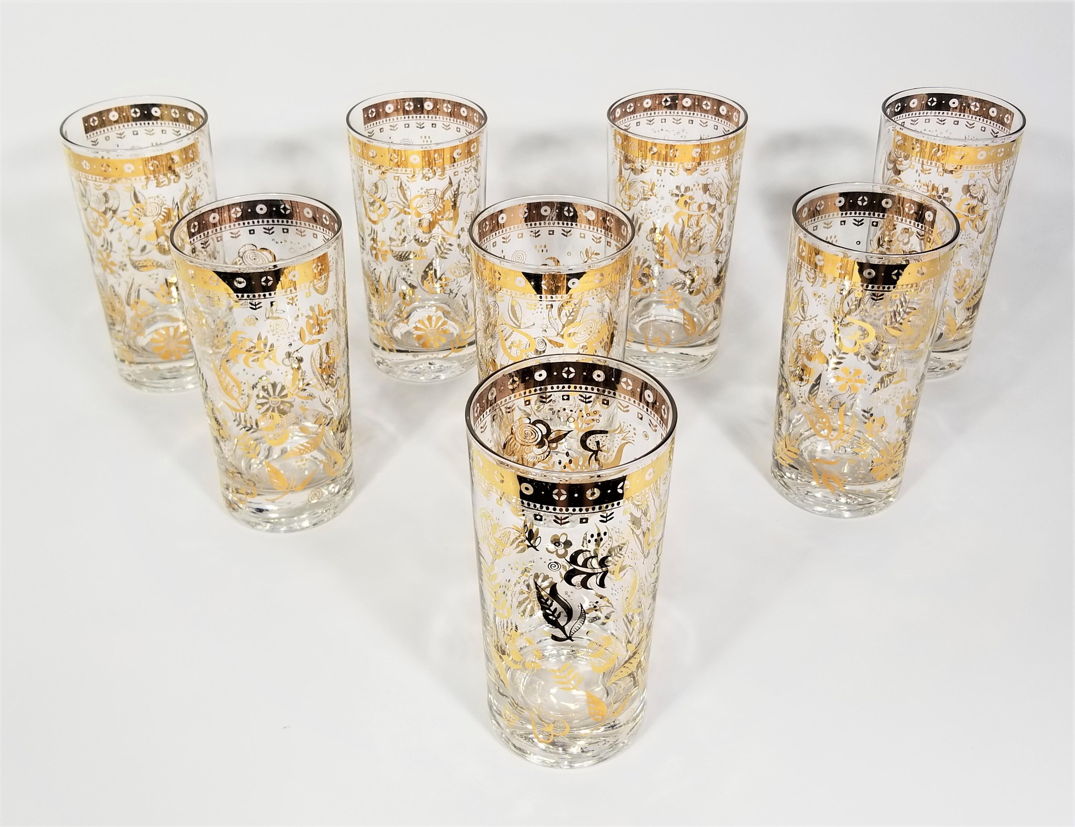 Georges Briard 22K Gold 1960s Glassware Barware Set of 8 For Sale 11