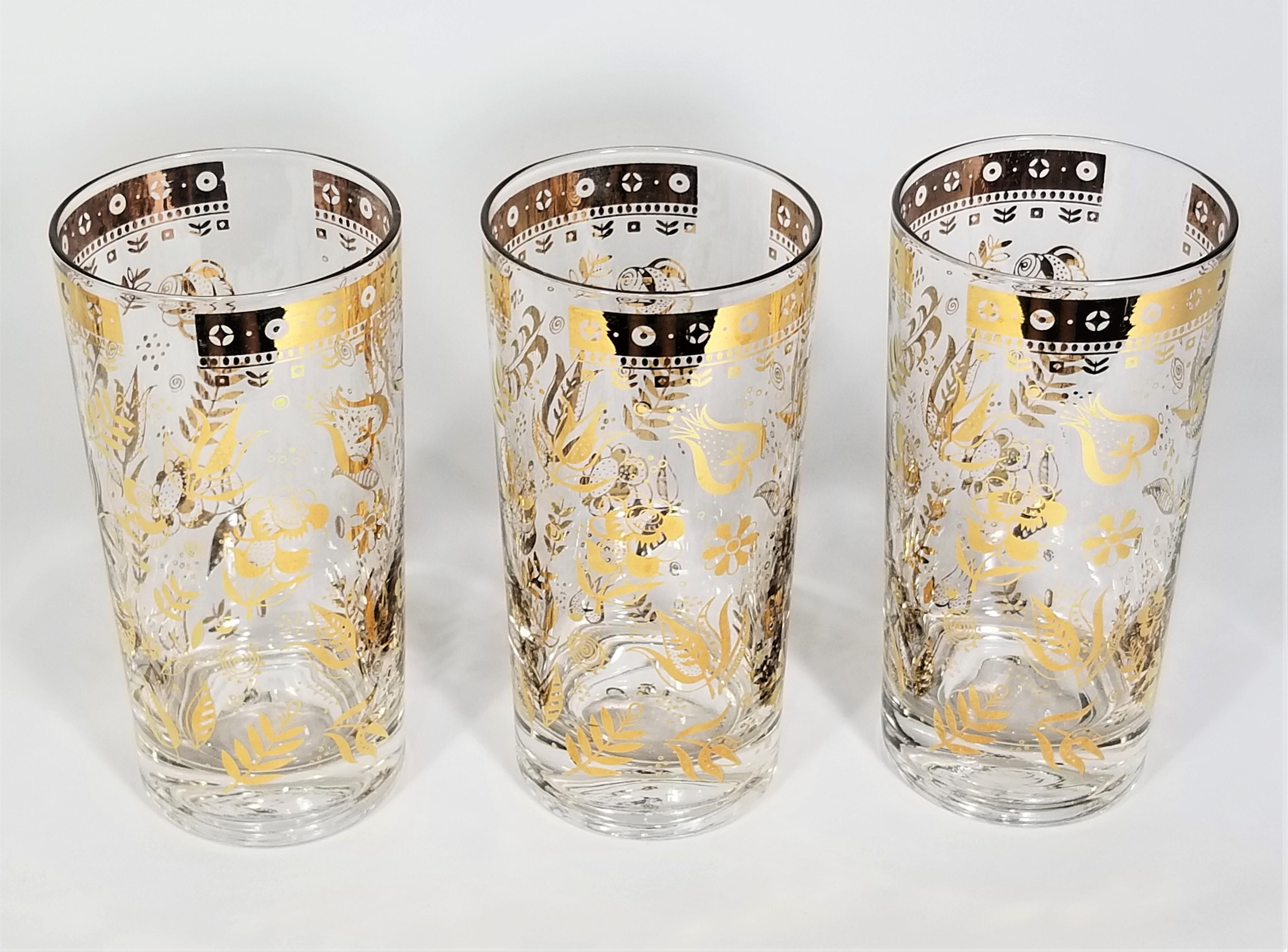 Georges Briard 22K Gold 1960s Glassware Barware Set of 8 For Sale 1