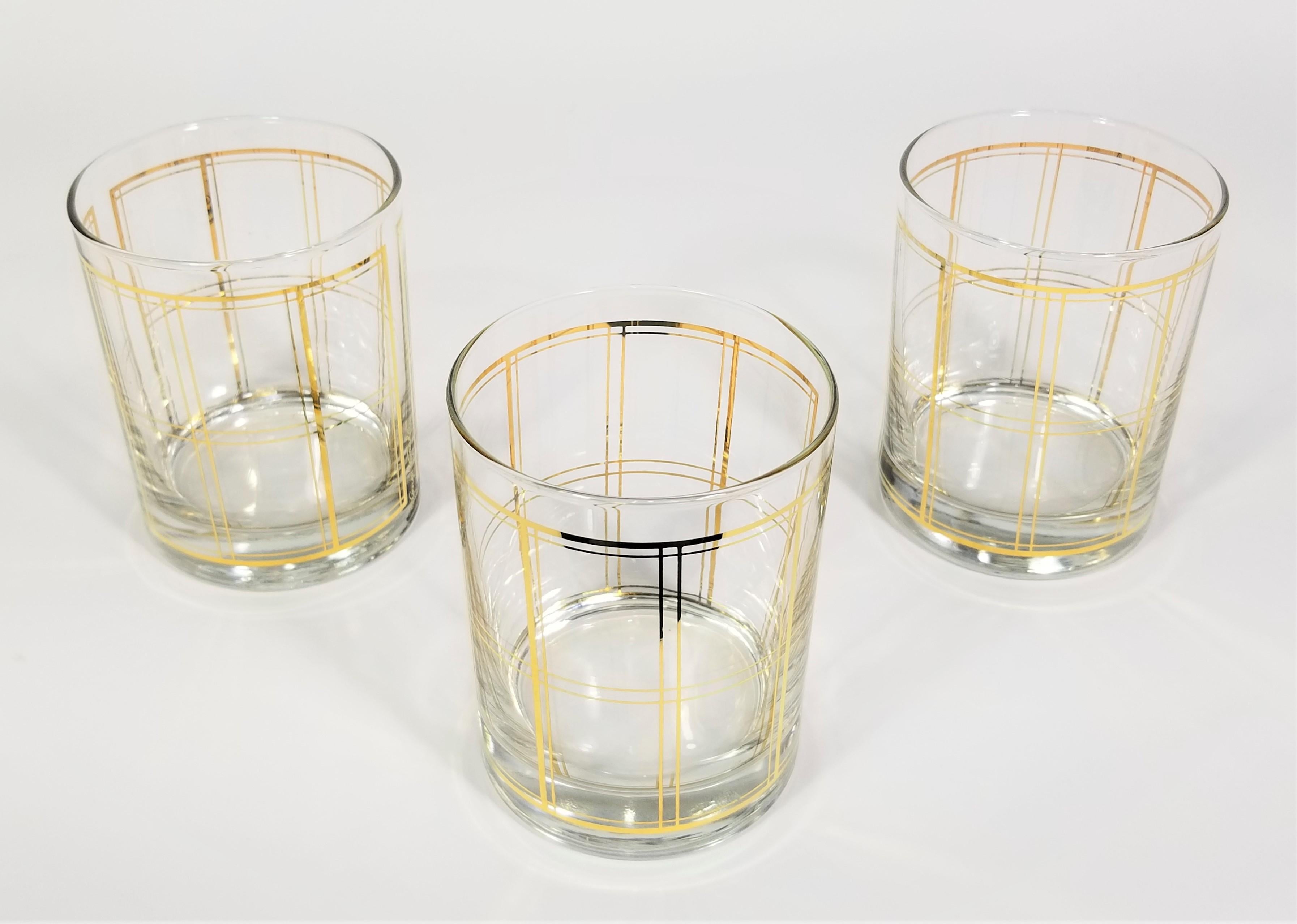 Mid-Century Modern Georges Briard 22k Gold Double Old Fashioned Glassware Barware Mid Century For Sale