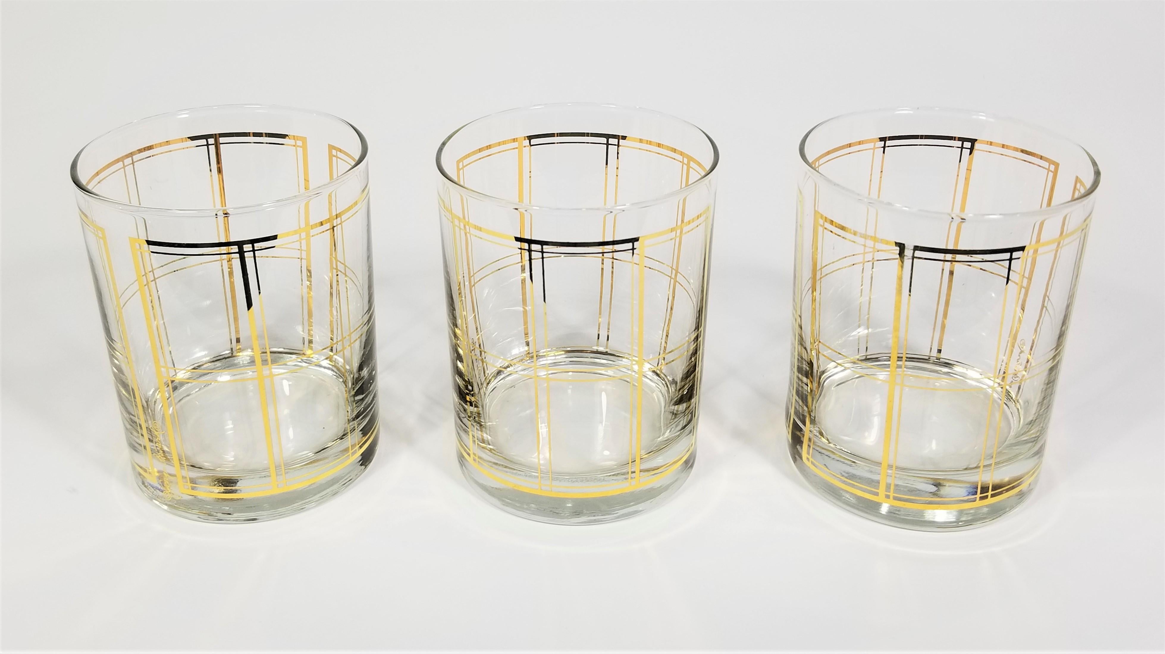 Georges Briard 22k Gold Double Old Fashioned Glassware Barware Mid Century In Excellent Condition For Sale In New York, NY