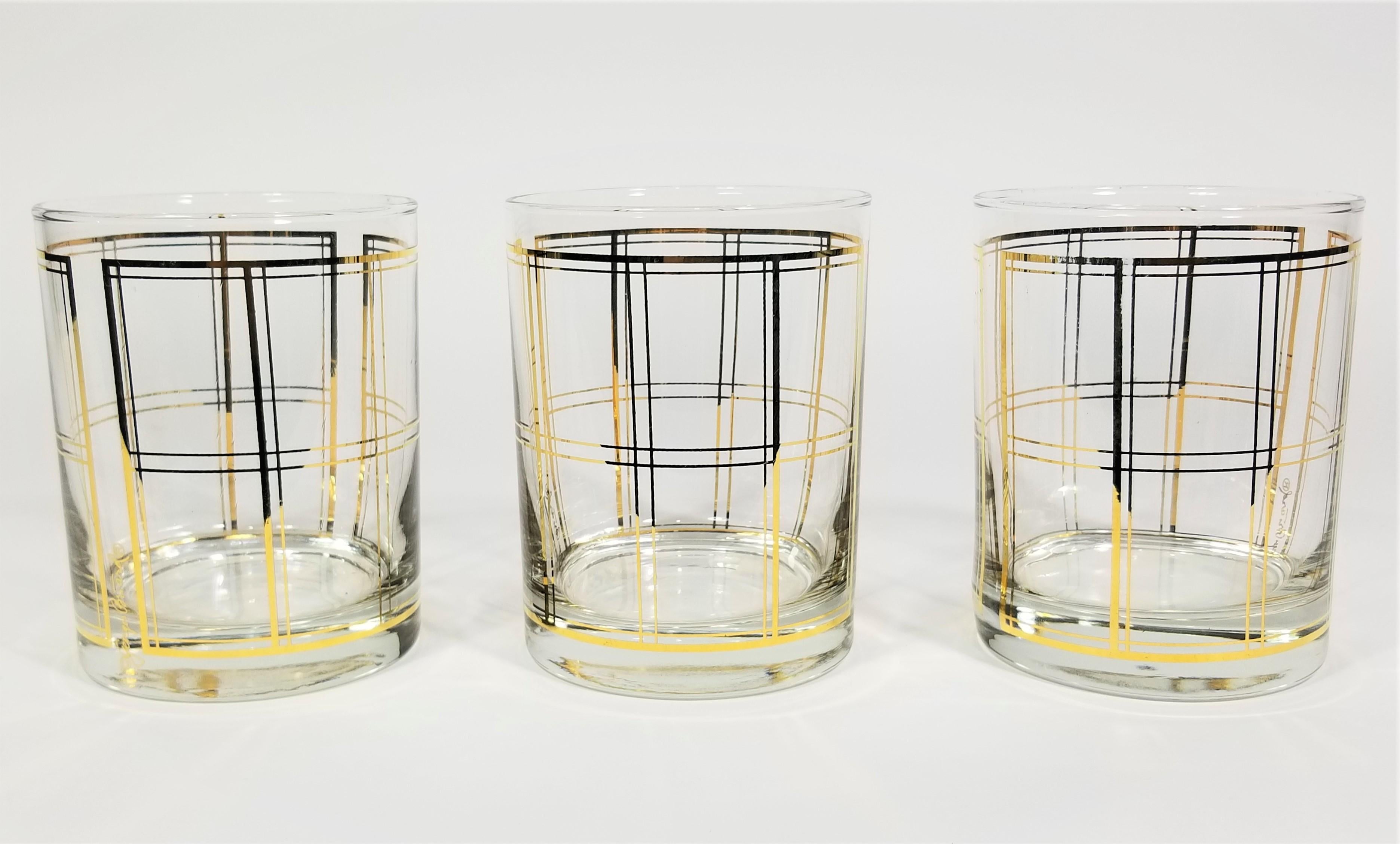 20th Century Georges Briard 22k Gold Double Old Fashioned Glassware Barware Mid Century For Sale