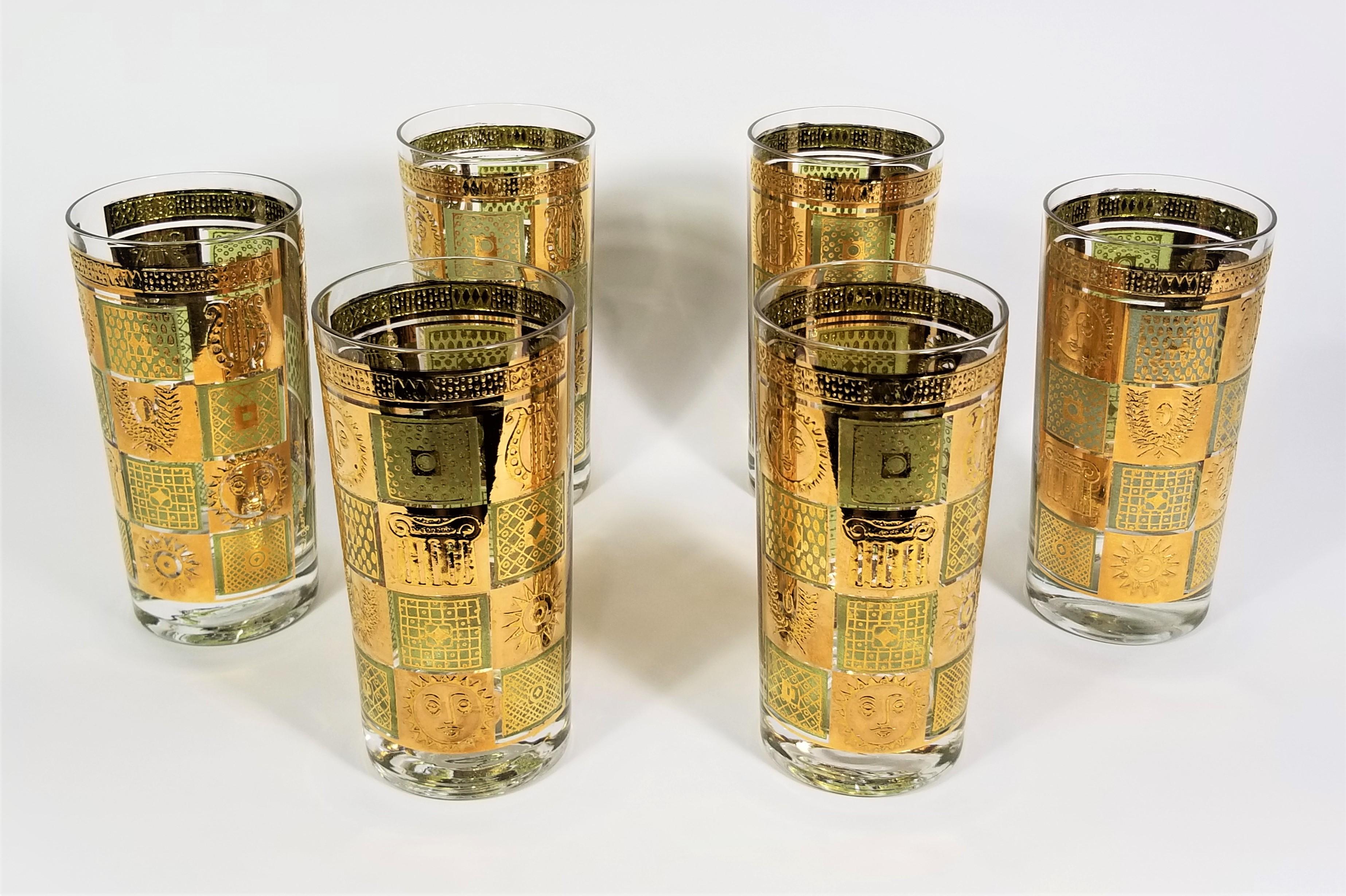 Georges Briard 22K Gold Glassware Barware 1960s Mid Century For Sale 9