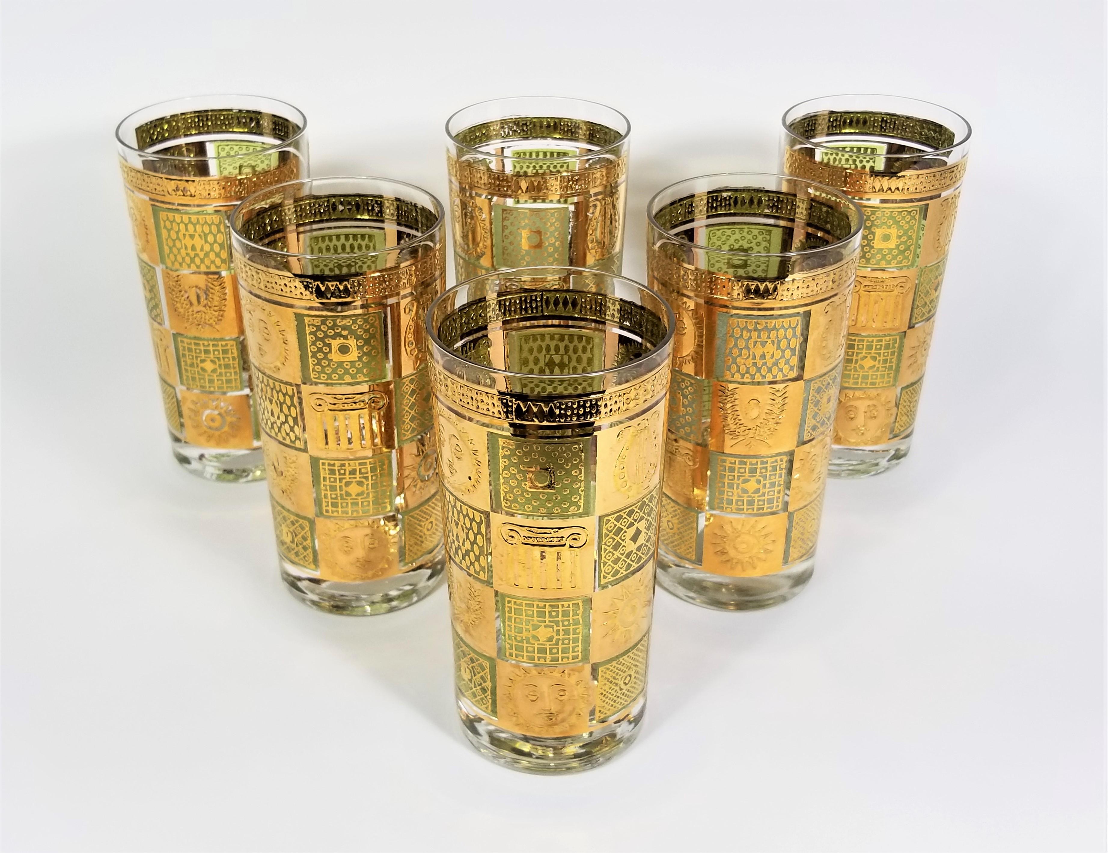 Mid Century 1960s Georges Briard 22K gold glassware barware. Set of 6. All glasses are Signed.

*We also have a matching set that d 6 old fashioned or rocks glasses listed separately 