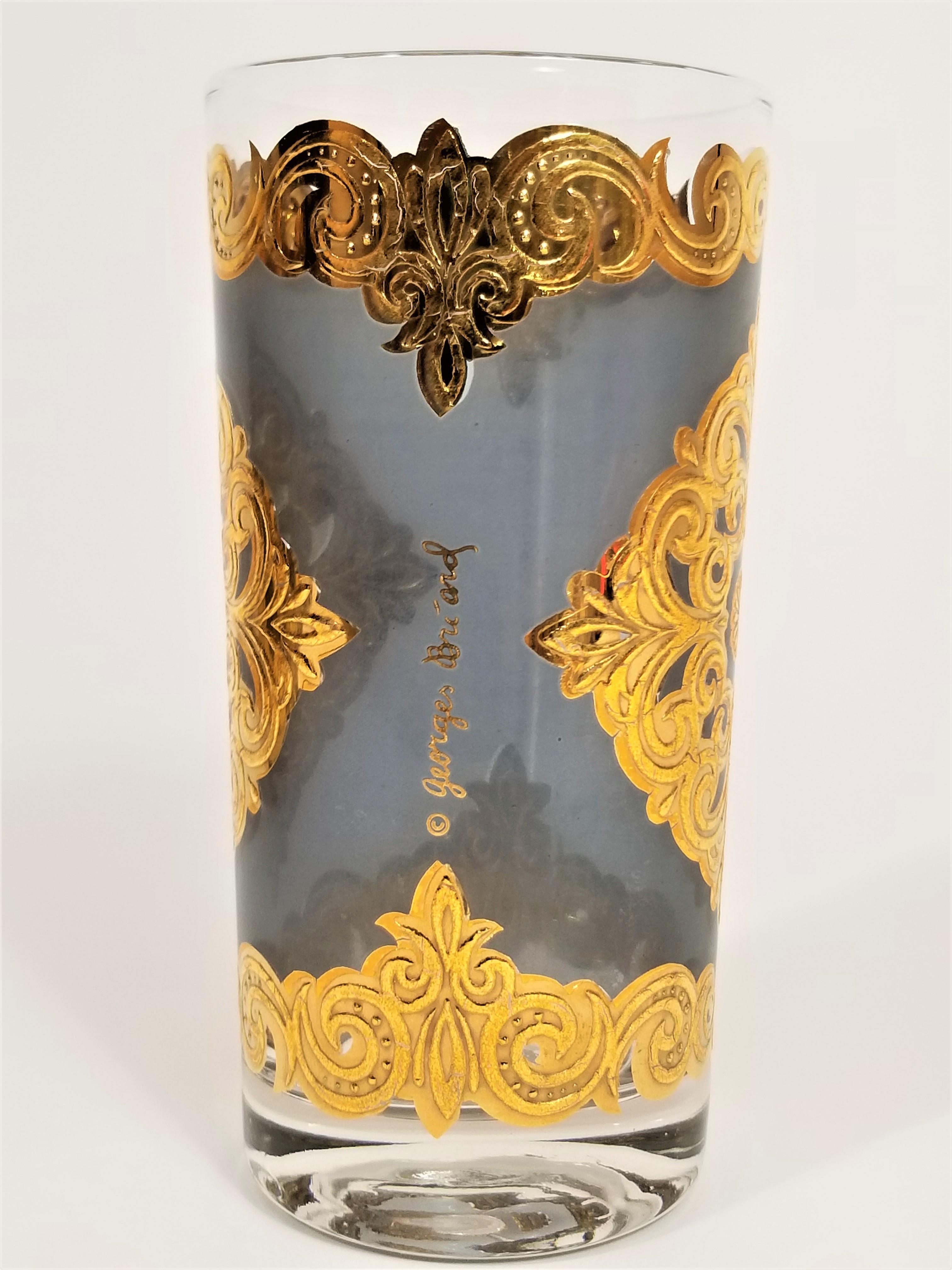 Georges Briard 22-Karat Gold Glaswaren Midcentury 1960s Signed Set von 8 6