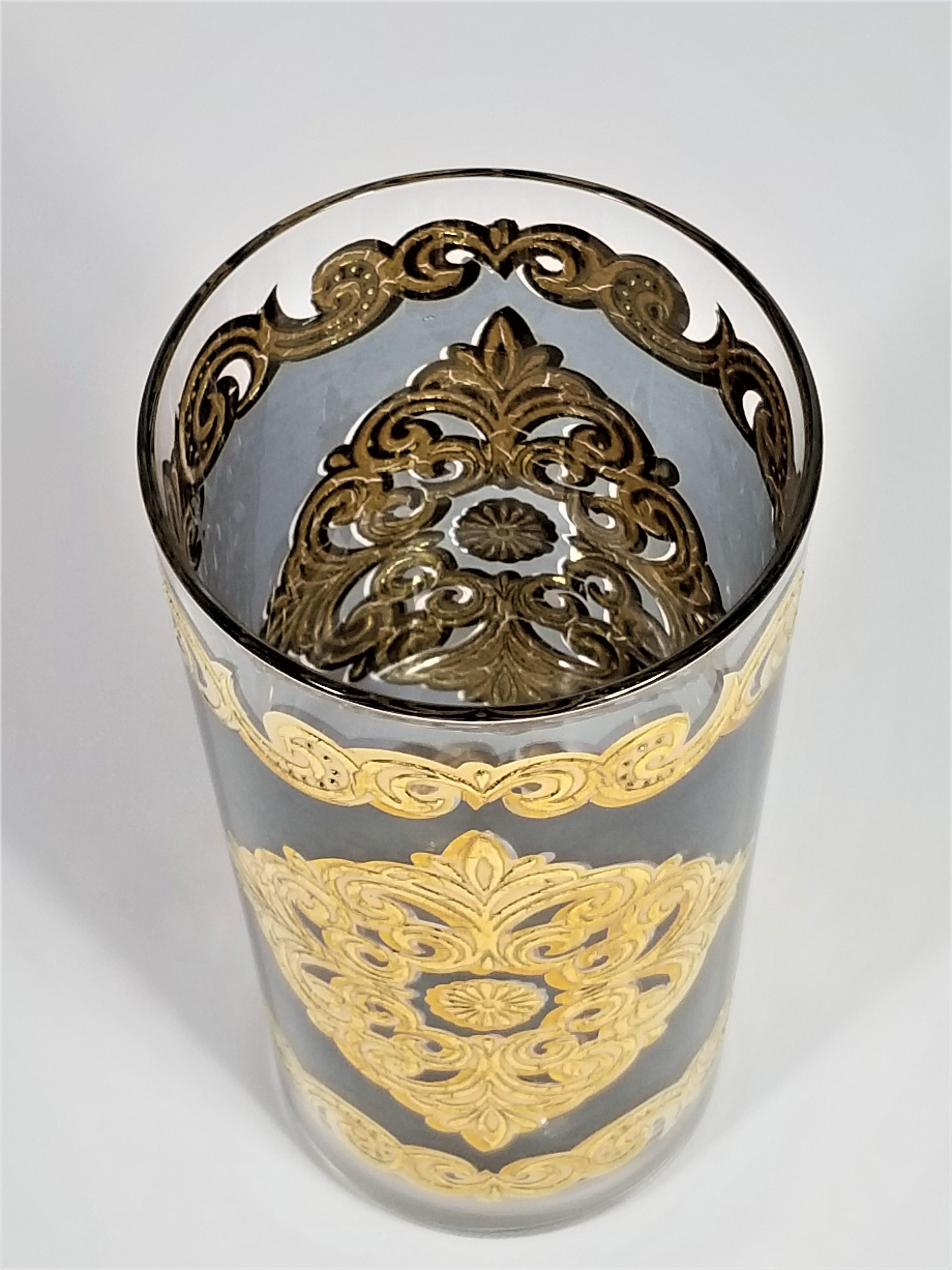 Georges Briard 22-Karat Gold Glaswaren Midcentury 1960s Signed Set von 8 9