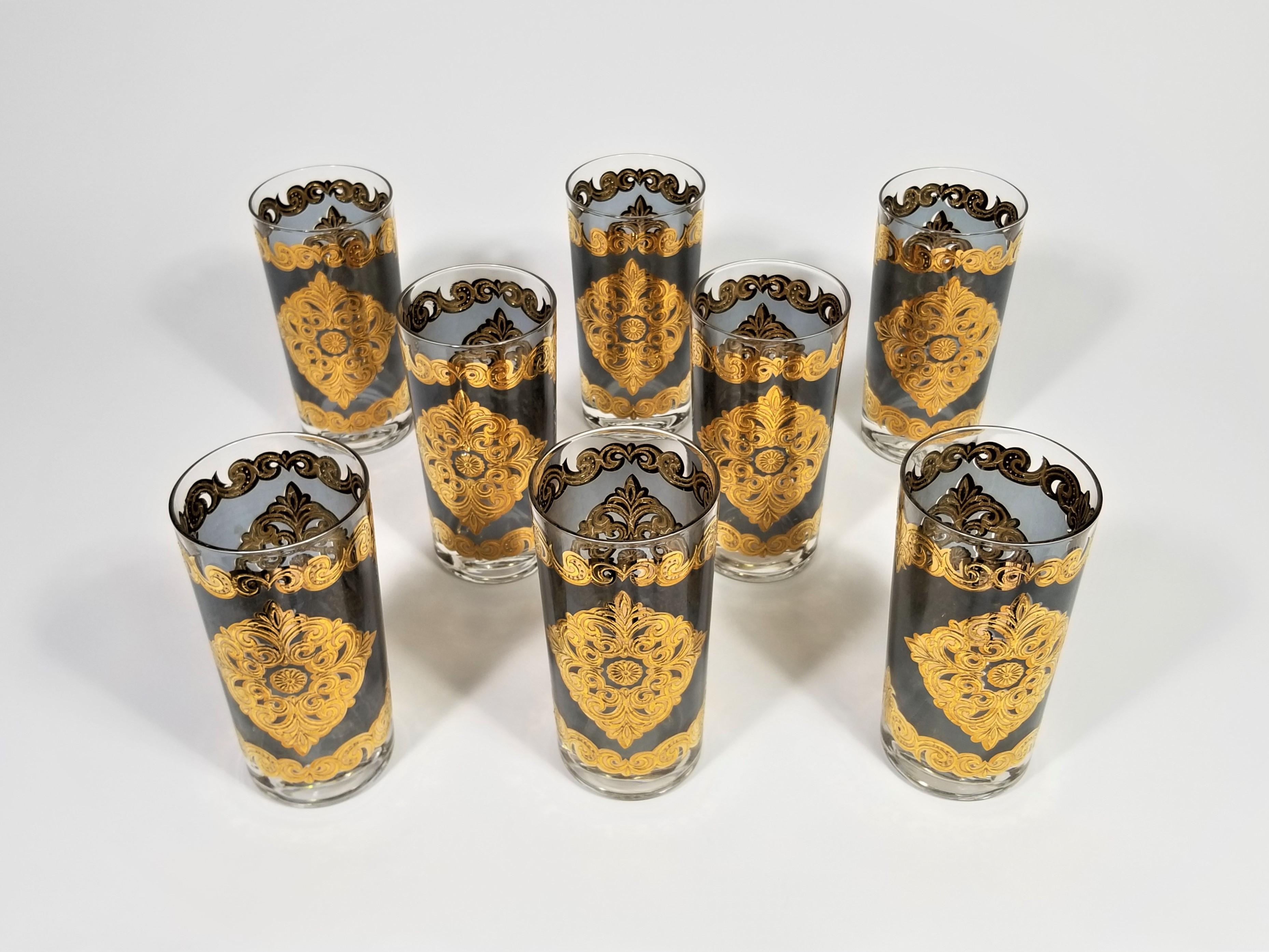 Georges Briard 22-Karat Gold Glaswaren Midcentury 1960s Signed Set von 8 1