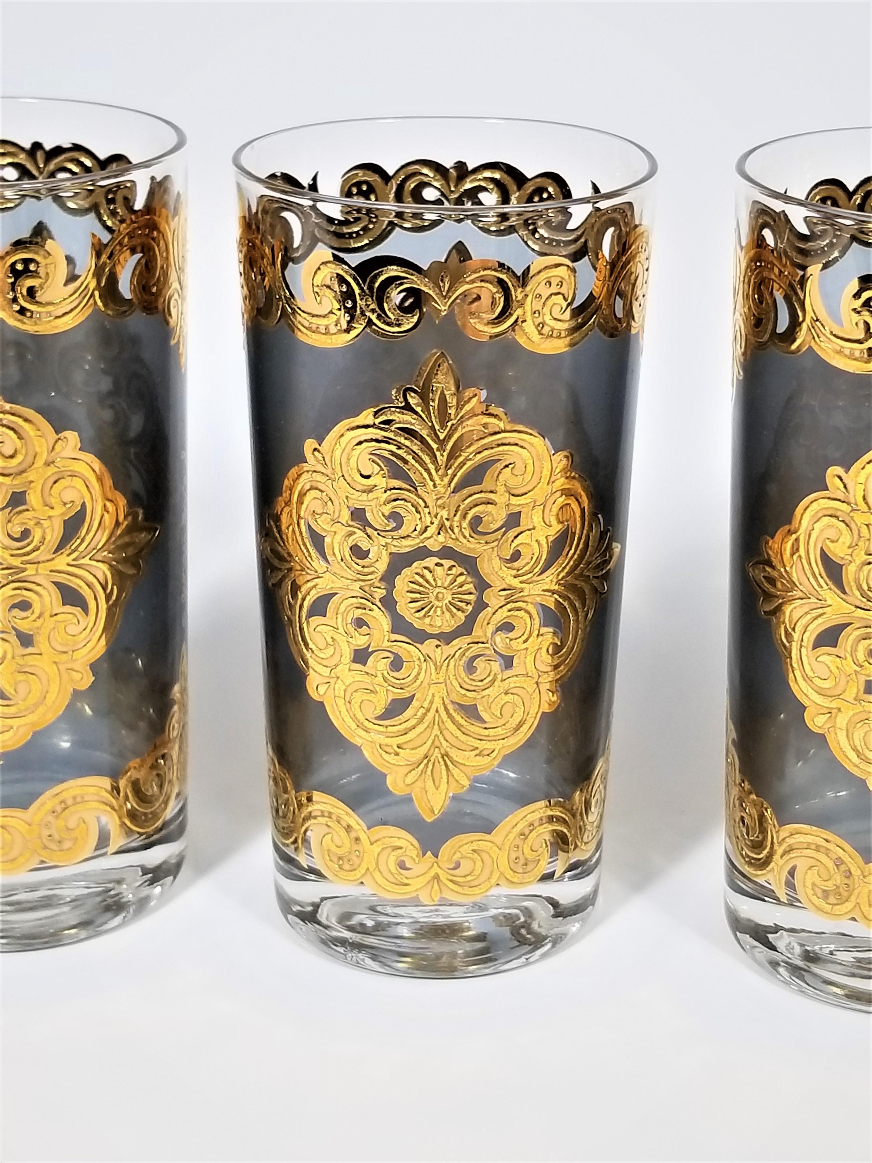 Georges Briard 22-Karat Gold Glaswaren Midcentury 1960s Signed Set von 8 4