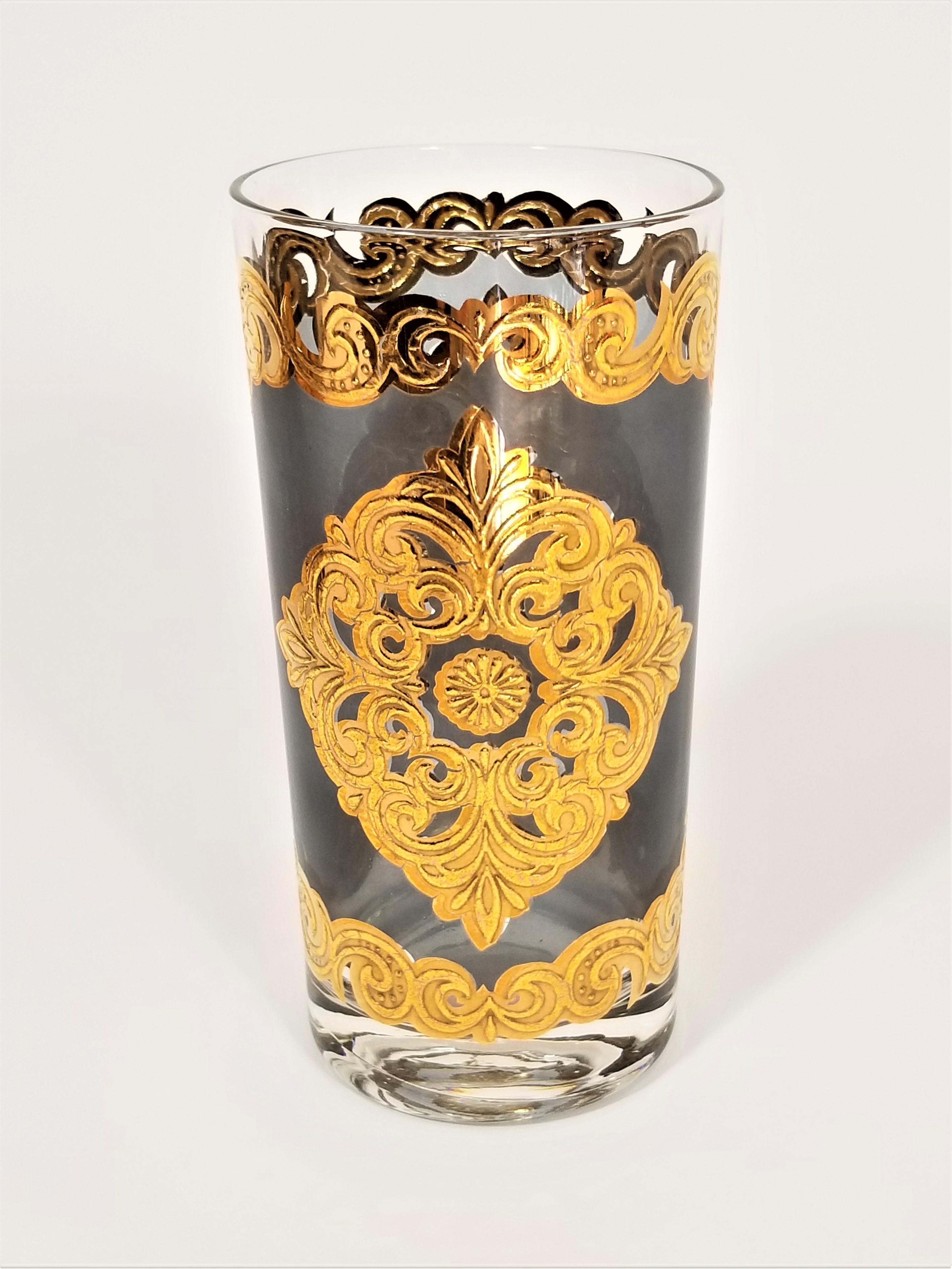 Georges Briard 22-Karat Gold Glaswaren Midcentury 1960s Signed Set von 8 5