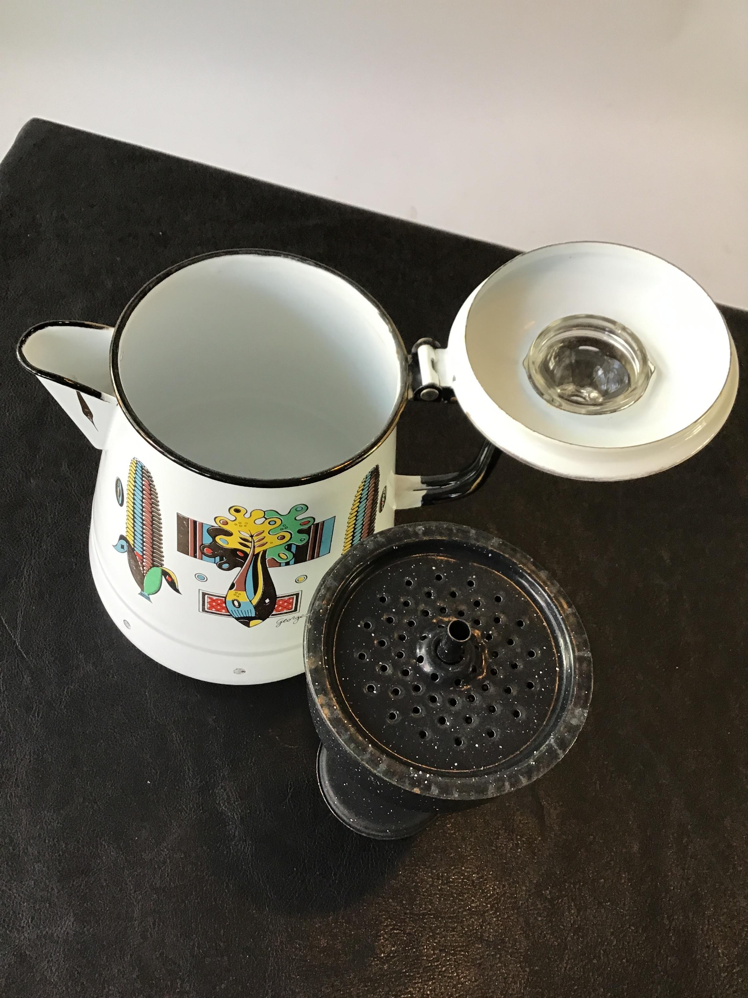 Georges Briard 3-Piece Enamelware Coffee Set For Sale 8
