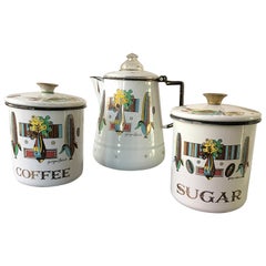 Vintage Georges Briard 3-Piece Enamelware Coffee Set