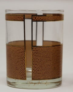 Georges Briard Brown and Gold Snake Skin Vintage 1950s Drinking Glasses Set of 4