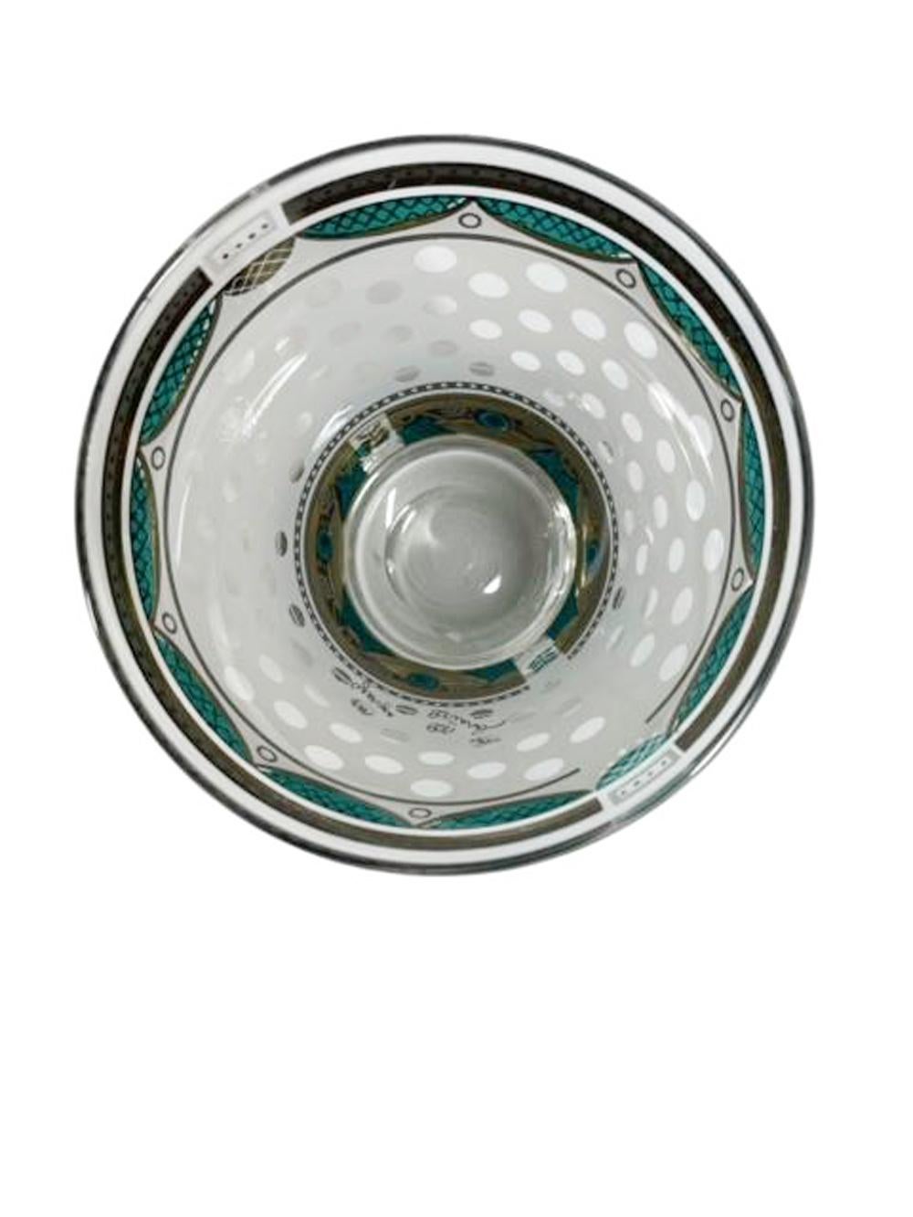 American Georges Briard Double Old Fashioned Glasses, Clear Polka Dots on Frosted Ground For Sale