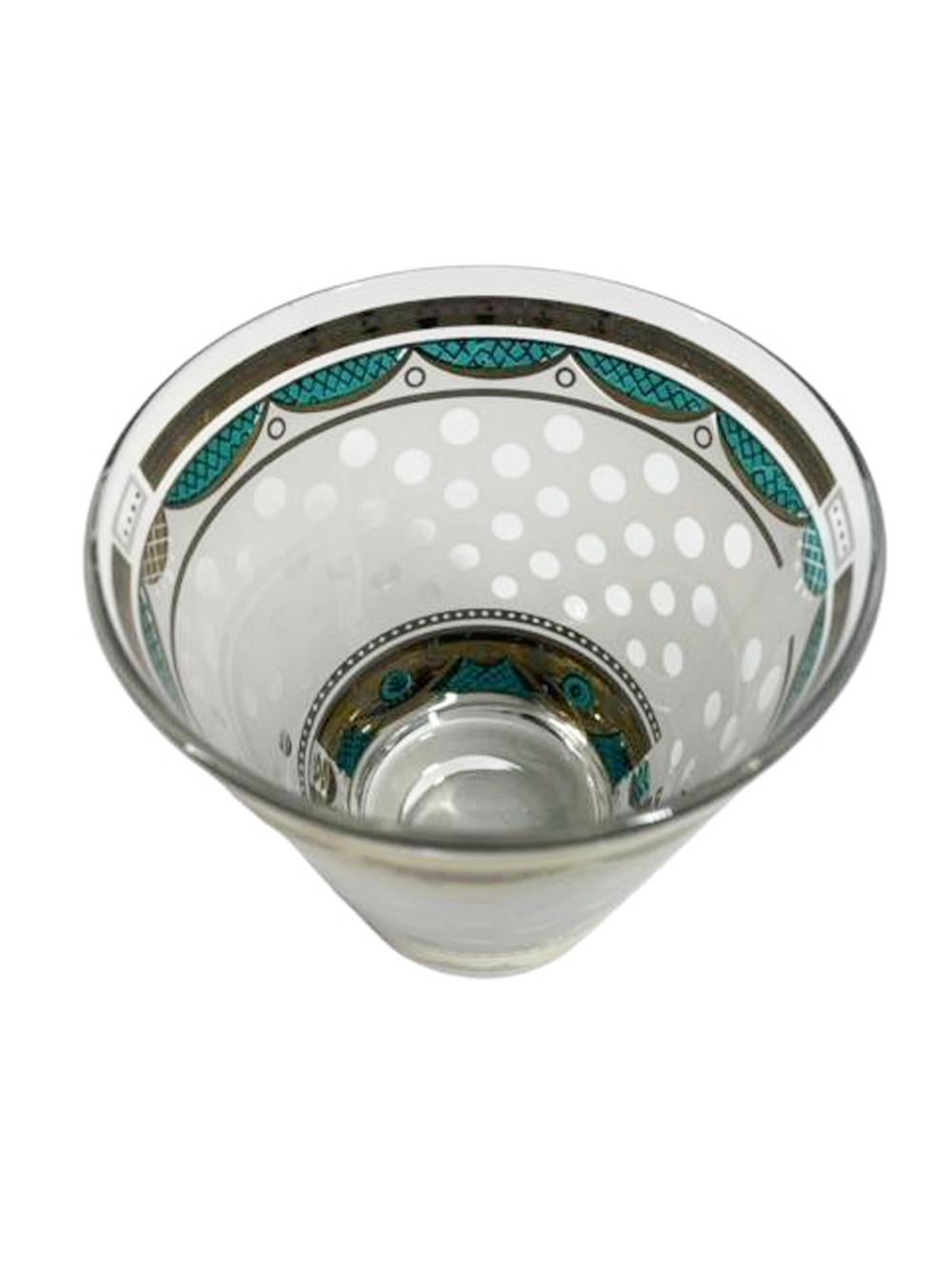 Georges Briard Double Old Fashioned Glasses, Clear Polka Dots on Frosted Ground In Good Condition For Sale In Chapel Hill, NC
