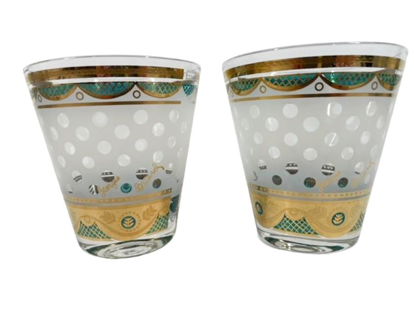 Georges Briard Double Old Fashioned Glasses, Clear Polka Dots on Frosted Ground For Sale 2