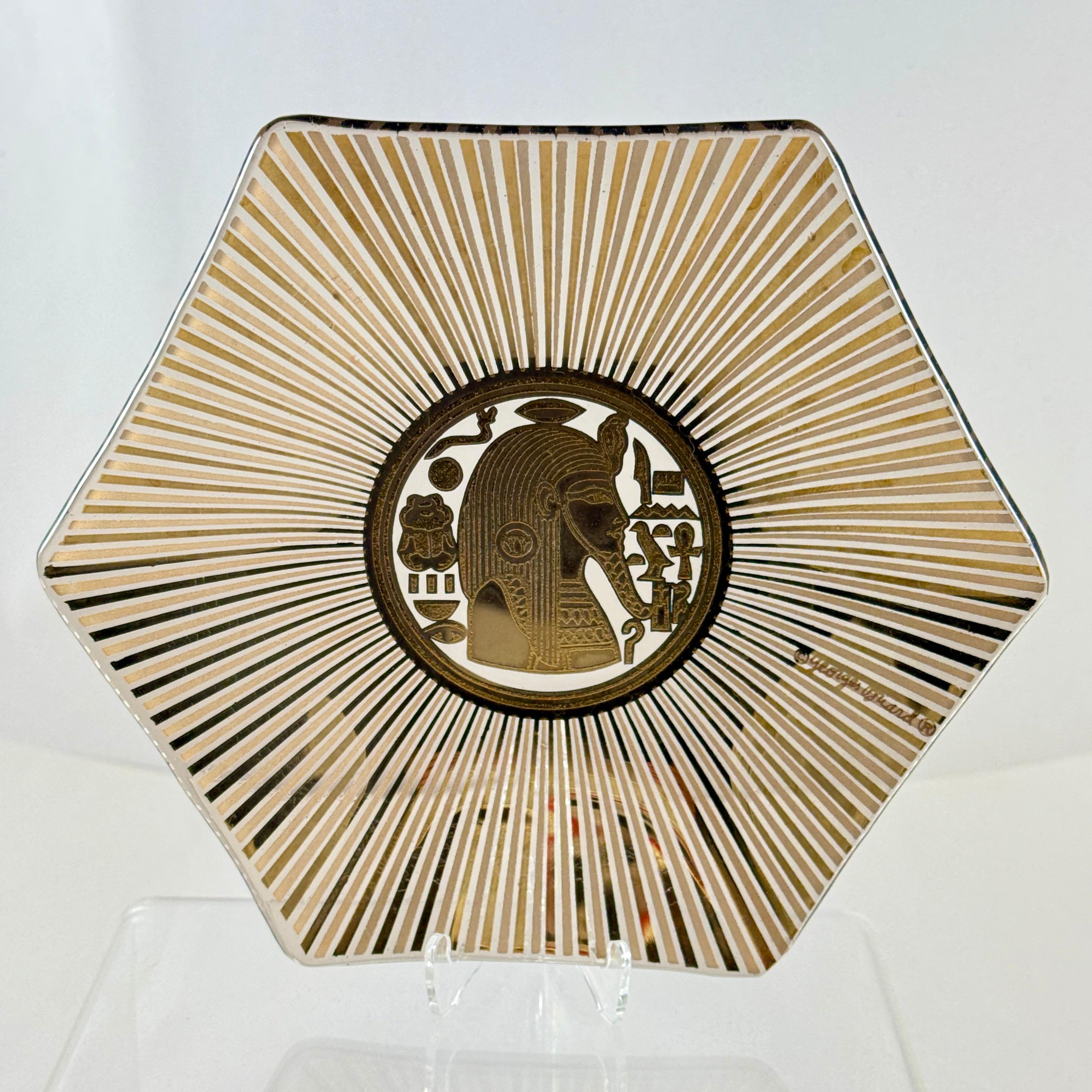 Piatto Vida-Poche Georges Briard Faraone Egiziano in Foglia d'Oro in vendita 2