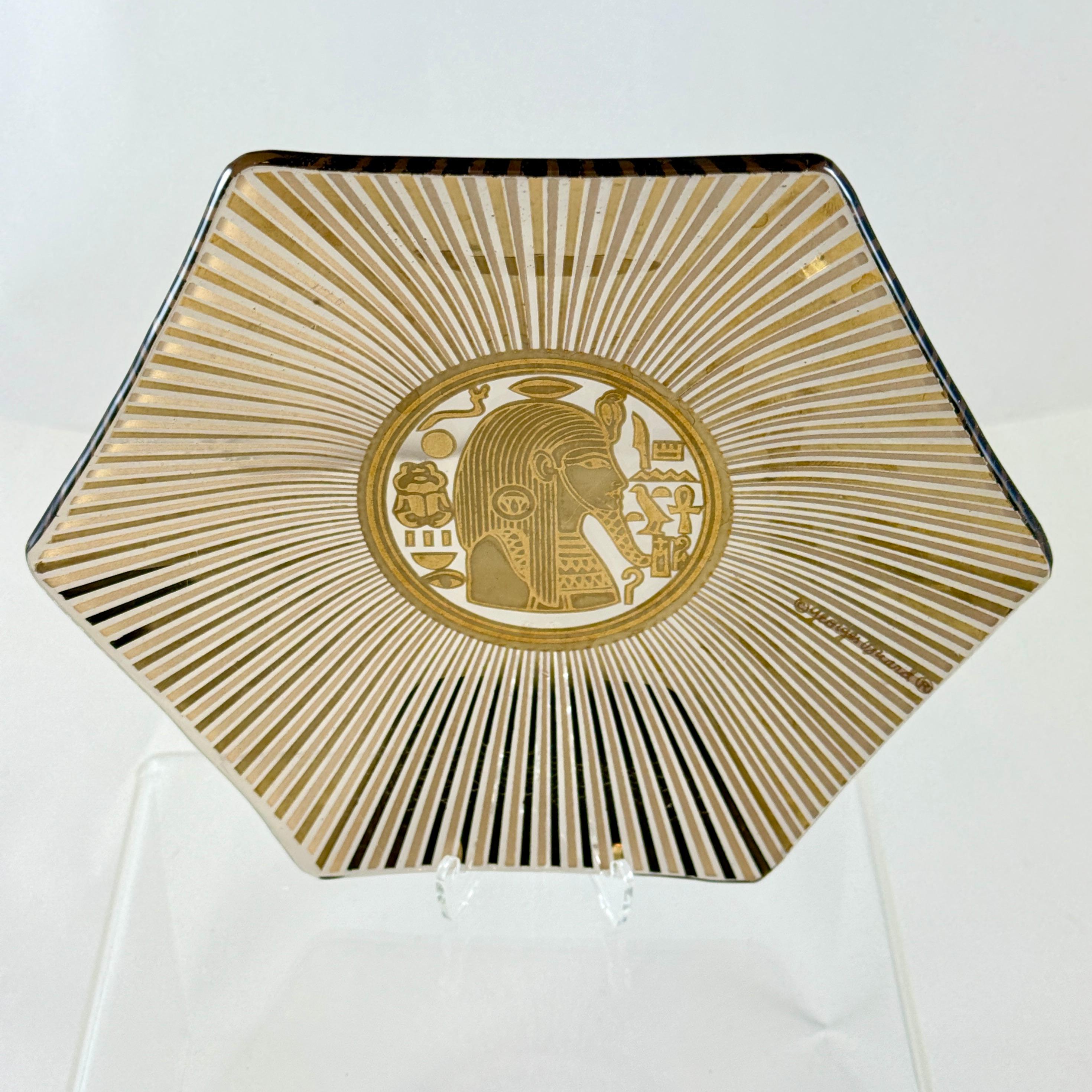 Piatto Vida-Poche Georges Briard Faraone Egiziano in Foglia d'Oro in vendita 3