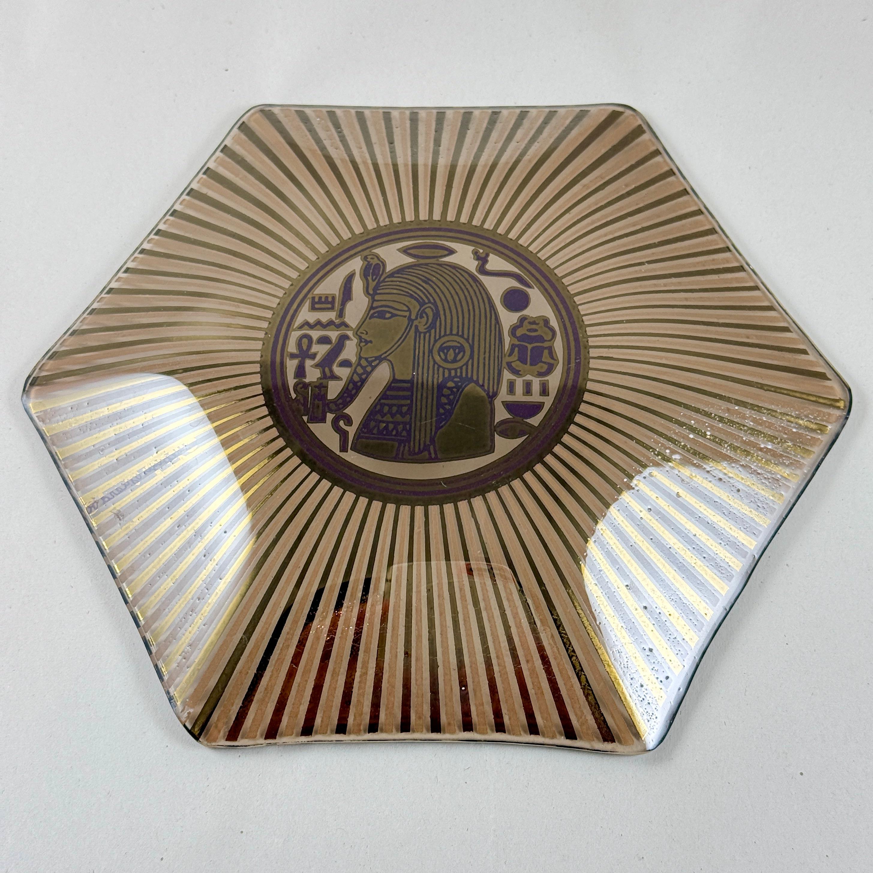 Piatto Vida-Poche Georges Briard Faraone Egiziano in Foglia d'Oro in vendita 4