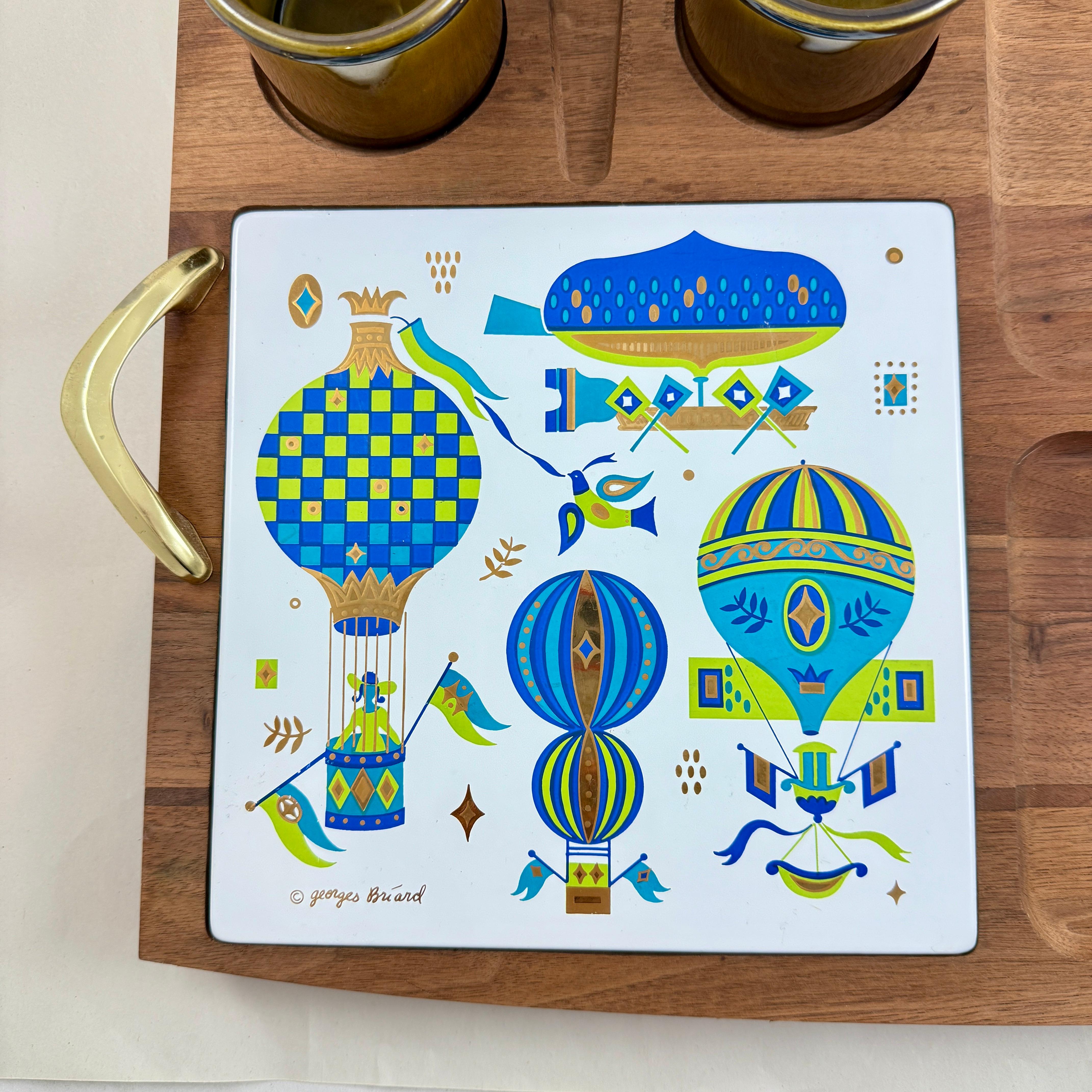 Mid-Century Modern Georges Briard Planche à fromage et à trempette en bois - 1961 en vente