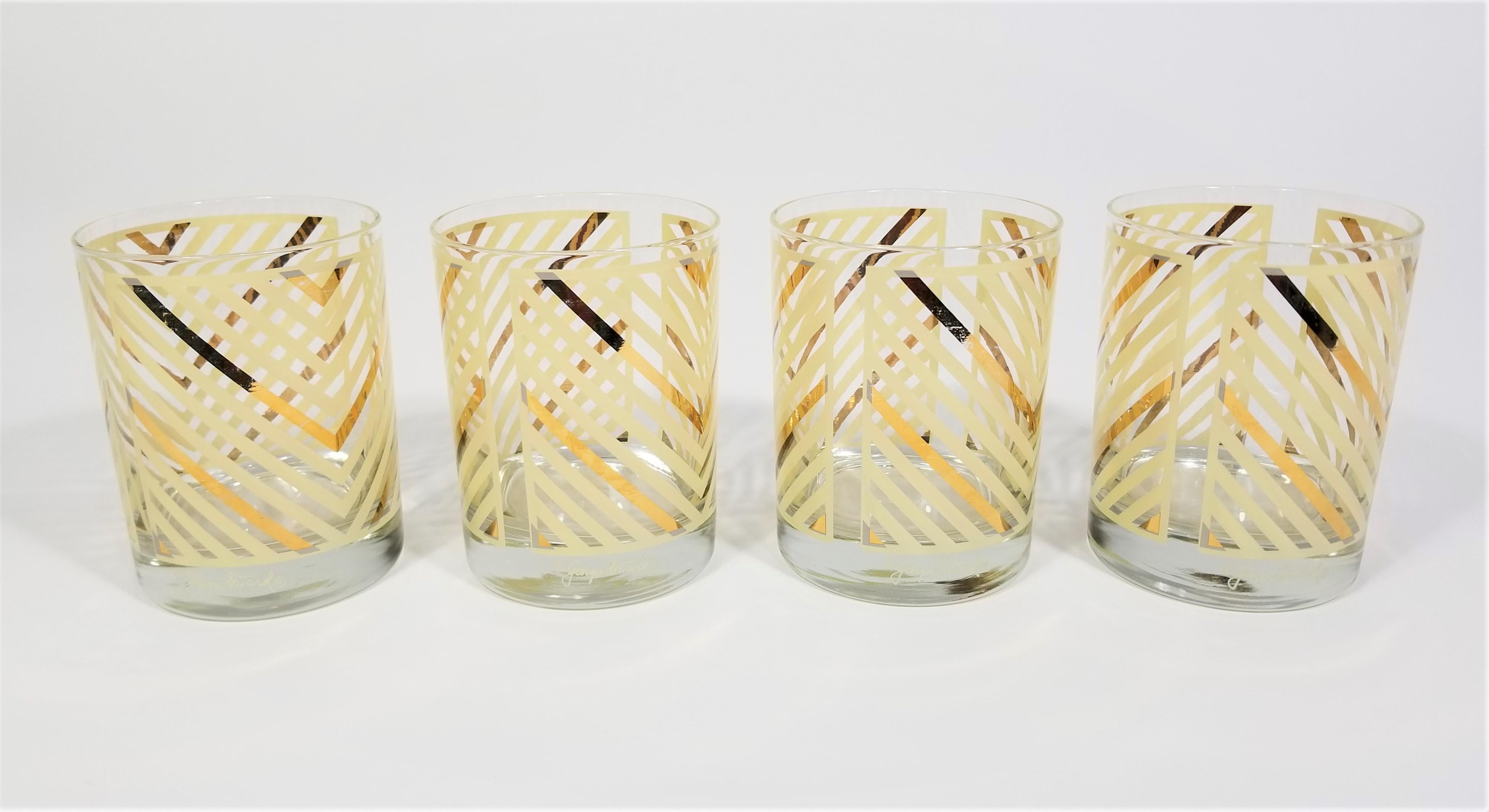 1970s Mid Century Georges Briard rocks cocktail double old fashioned Glassware Barware. All glasses are signed. An excellent addition to any home bar or bar cart. 
Set of 4.