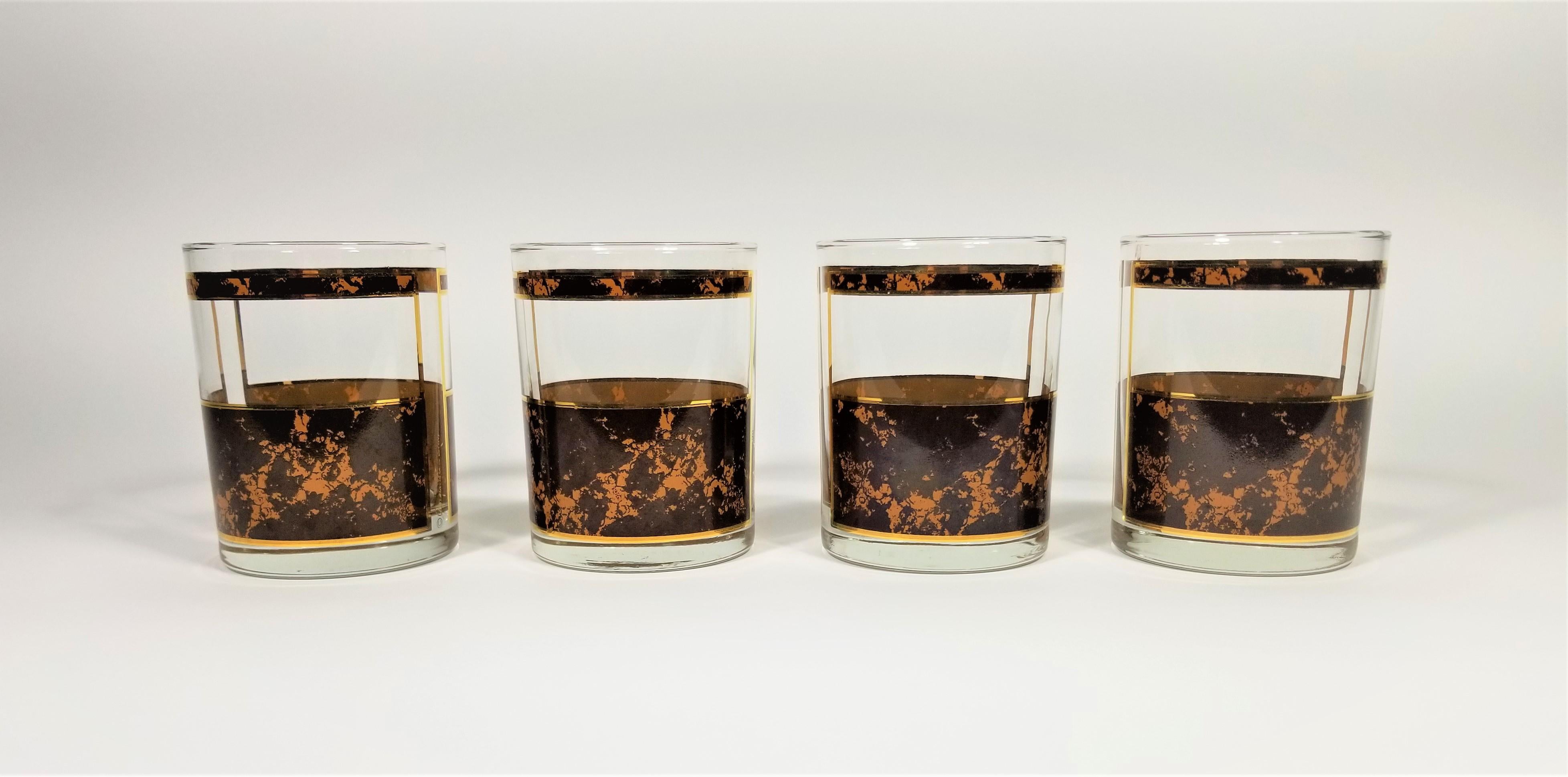 Mid-Century Modern Georges Briard Glassware Barware Double Old Fashioned Set of 4 For Sale