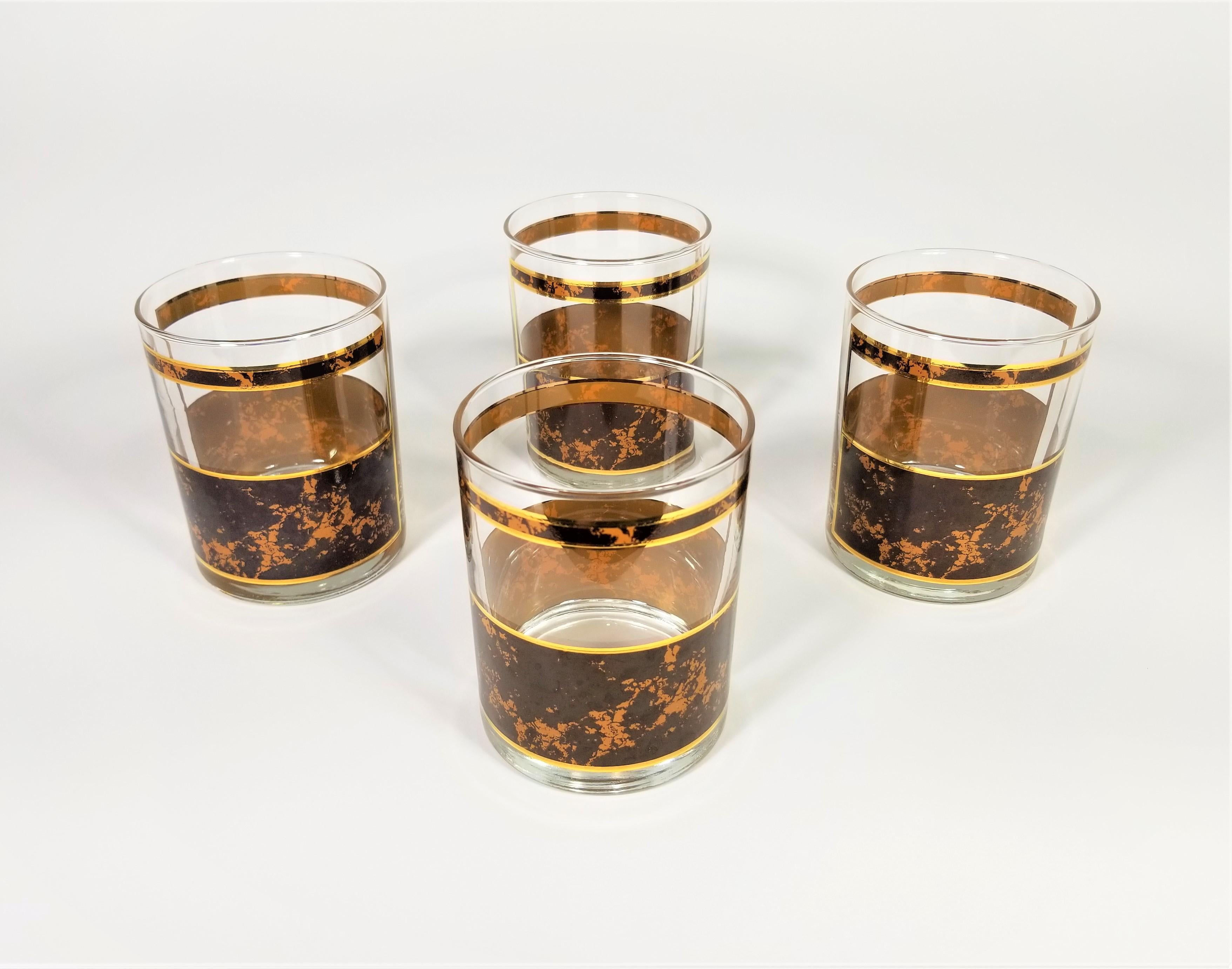 20th Century Georges Briard Glassware Barware Double Old Fashioned Set of 4 For Sale