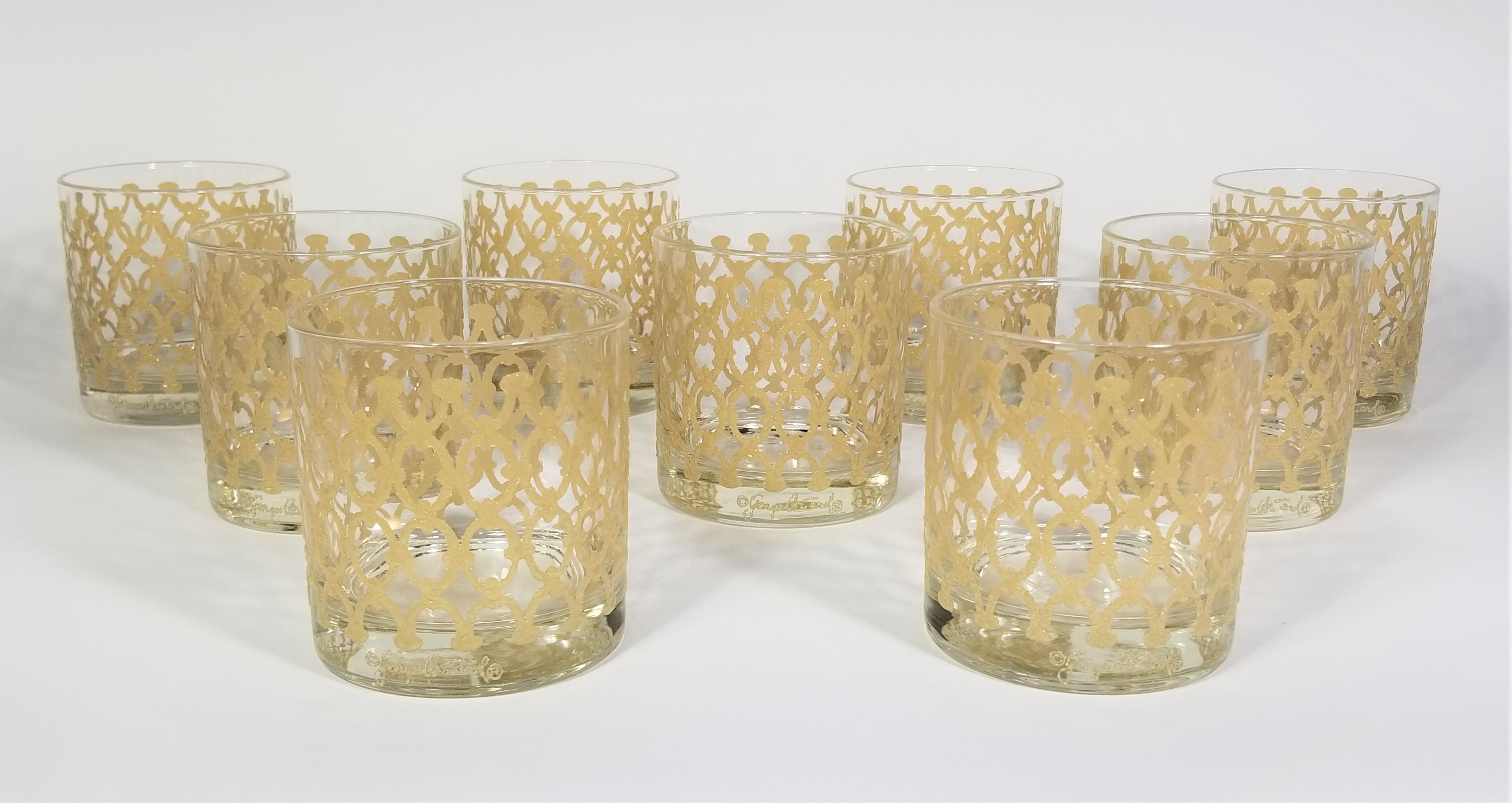 Mid-century 1970s Georges Briard Glassware Barware. 
Set of 9. All glasses are signed and in excellent condition.