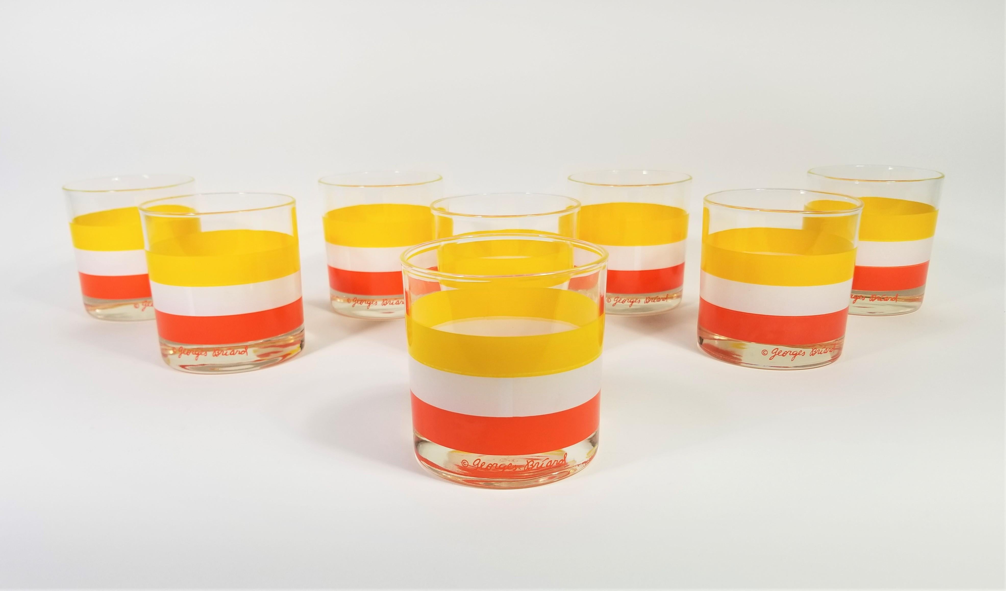 Georges Briard Glassware Barware Signed Set of 8 For Sale 2
