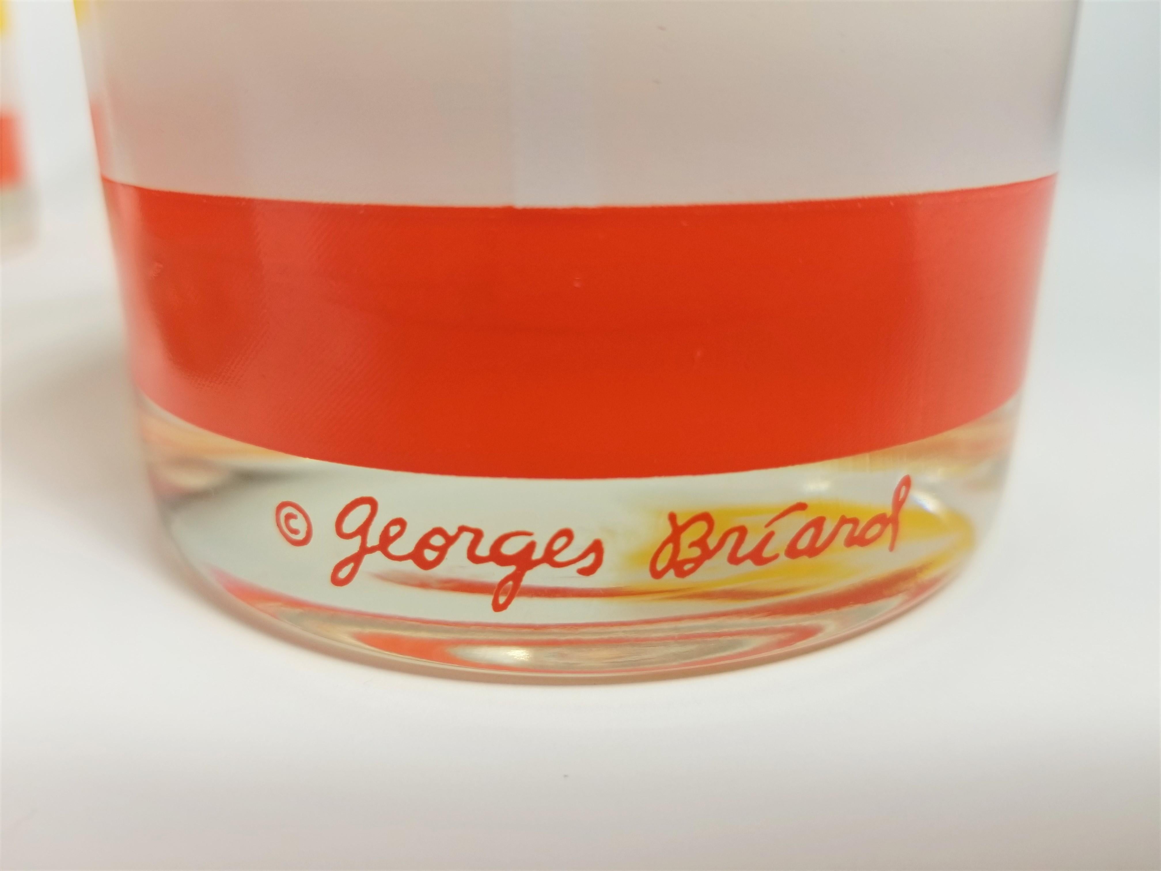 Georges Briard Glassware Barware Signed Set of 8 For Sale 1