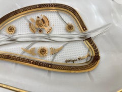 Georges Briard Gold Leaf Glass Nut Dish Signed 1960