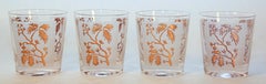 Georges Briard Gold Leaf Old Fashioned Frosted Cocktail Glasses Set of 4