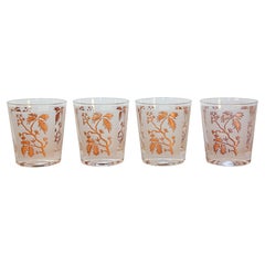 Georges Briard Gold Leaf Old Fashioned Frosted Cocktail Glasses Set of 4