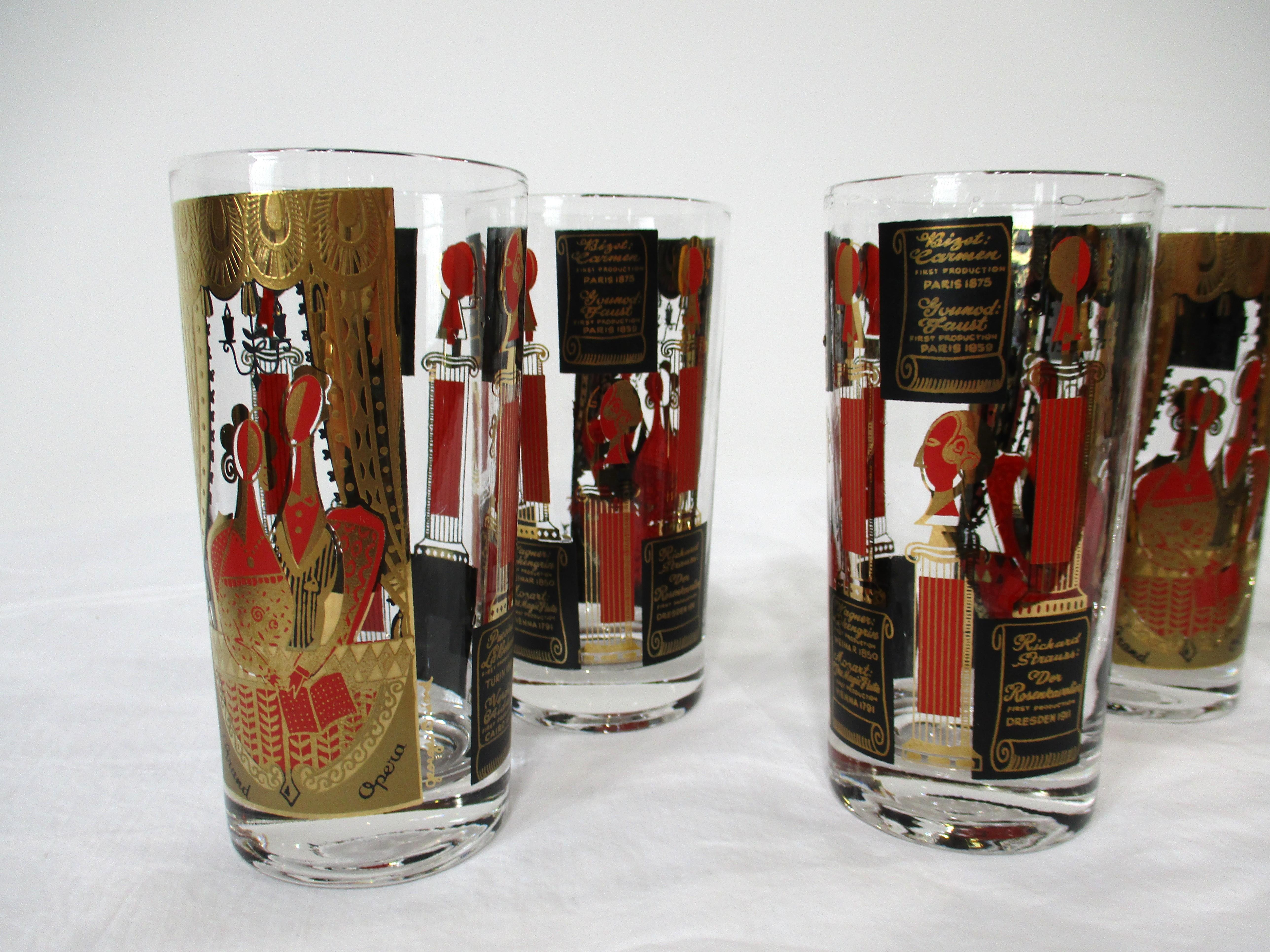 Mid-Century Modern Georges Briard Grand Opera Highball Glasses For Sale