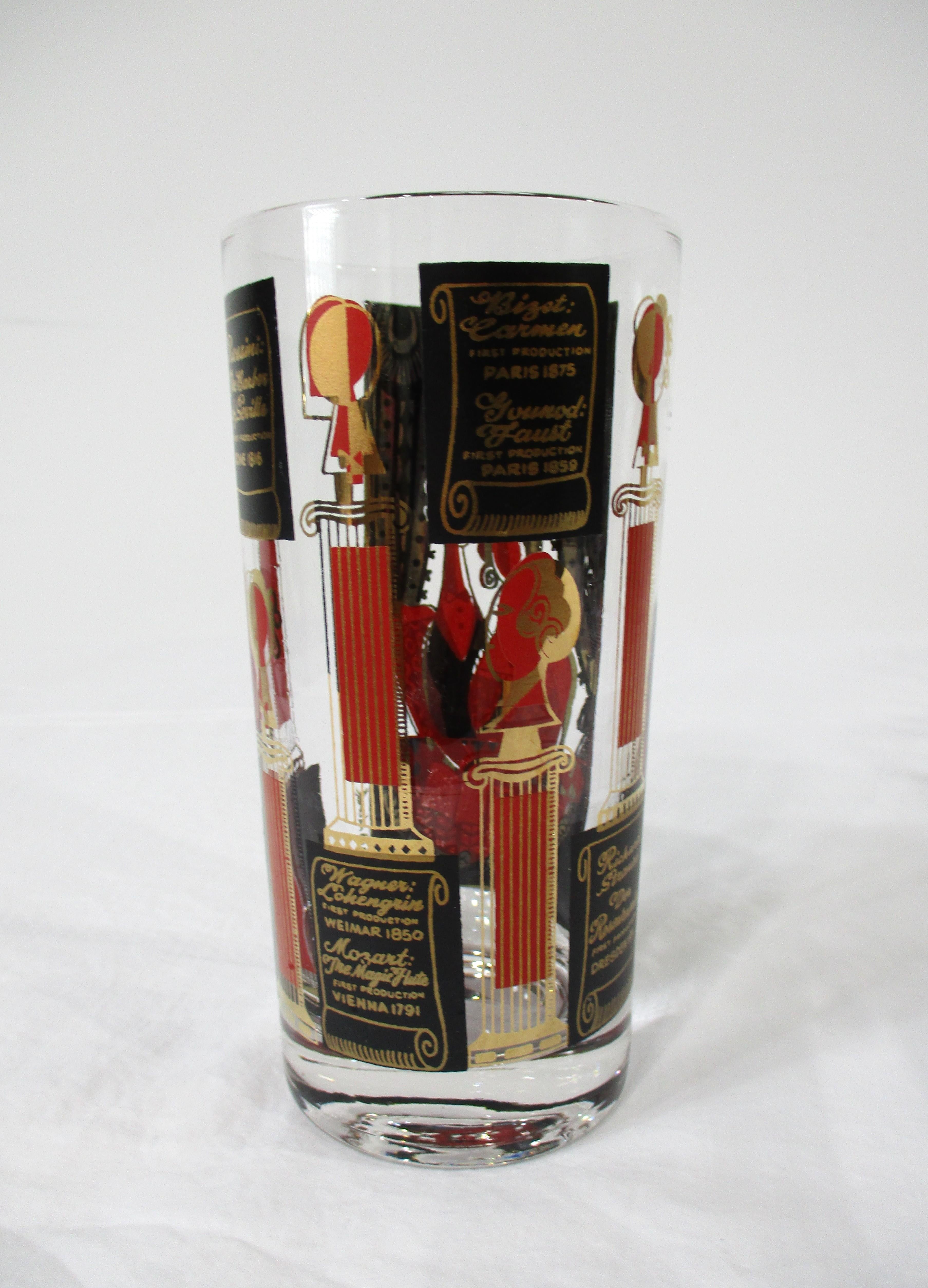 20th Century Georges Briard Grand Opera Highball Glasses For Sale