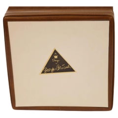 Georges Briard Ice Bucket Brown Suede Square with Brass Vintage 1950s