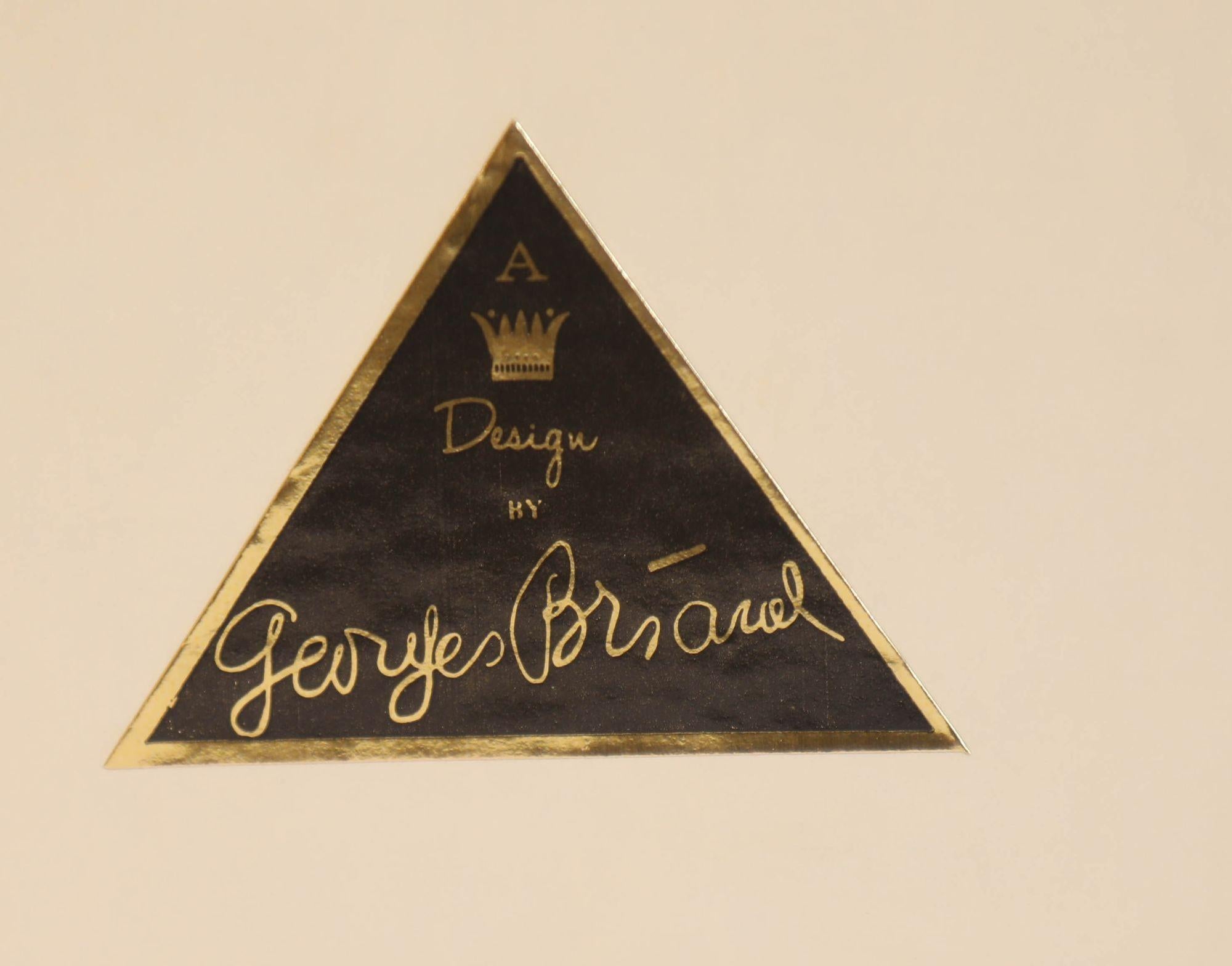 Georges Briard Secchiello per il ghiaccio quadrato in pelle scamosciata marrone con ottone Vintage anni '50 in vendita 1