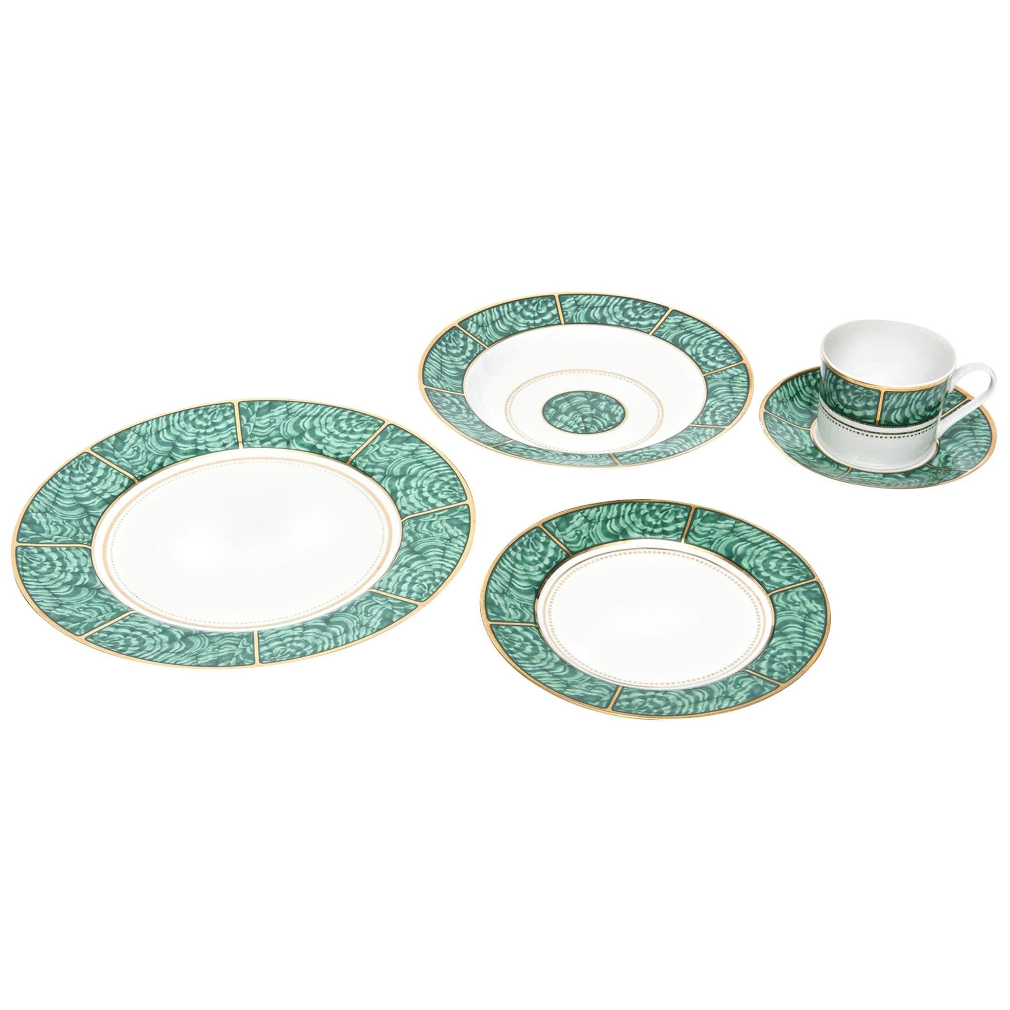 Georges Briard Imperial Malachite Porcelain China Service for Four Vintage