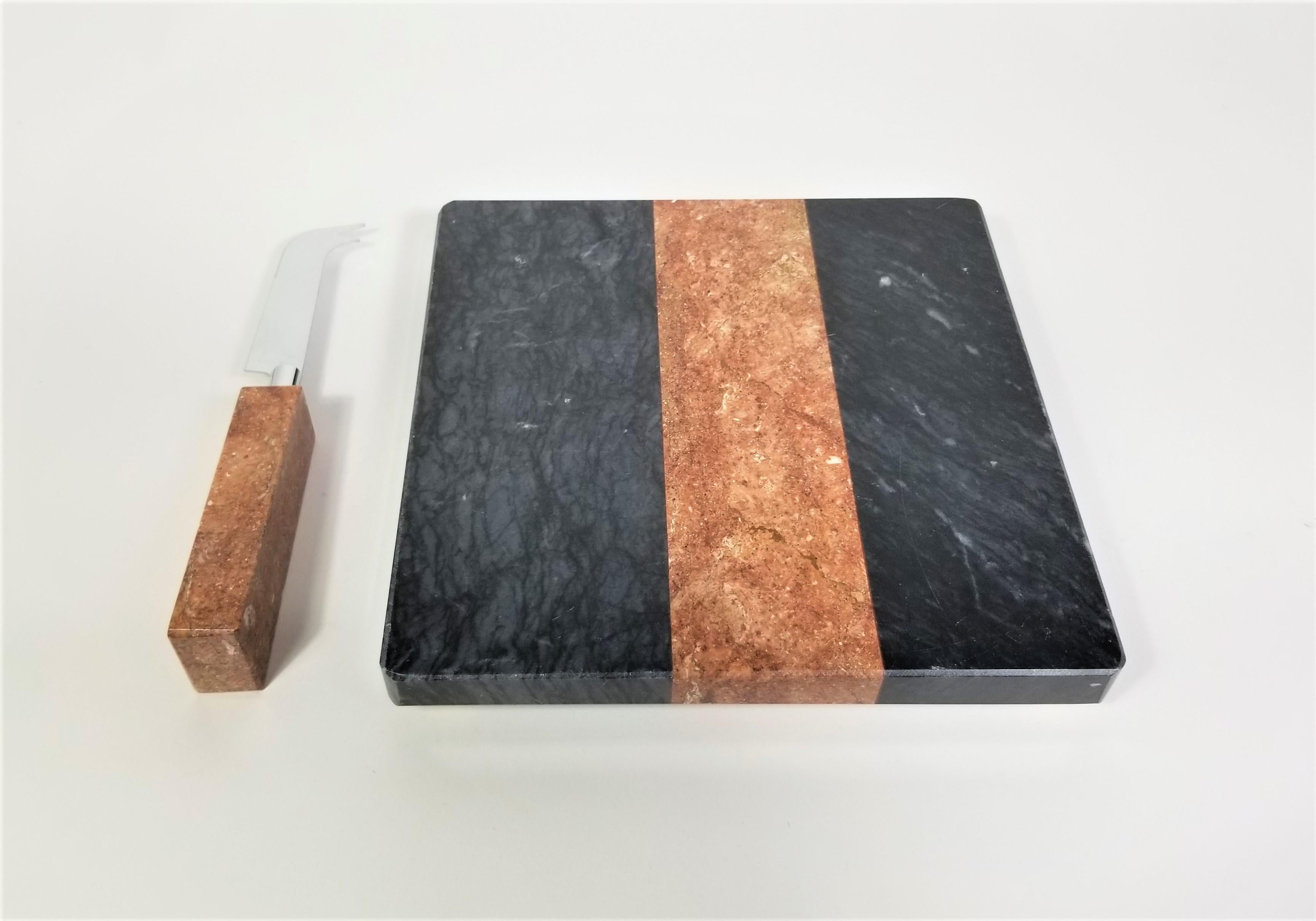 Mid-Century Modern Georges Briard Marble Cheese Board and Knife For Sale