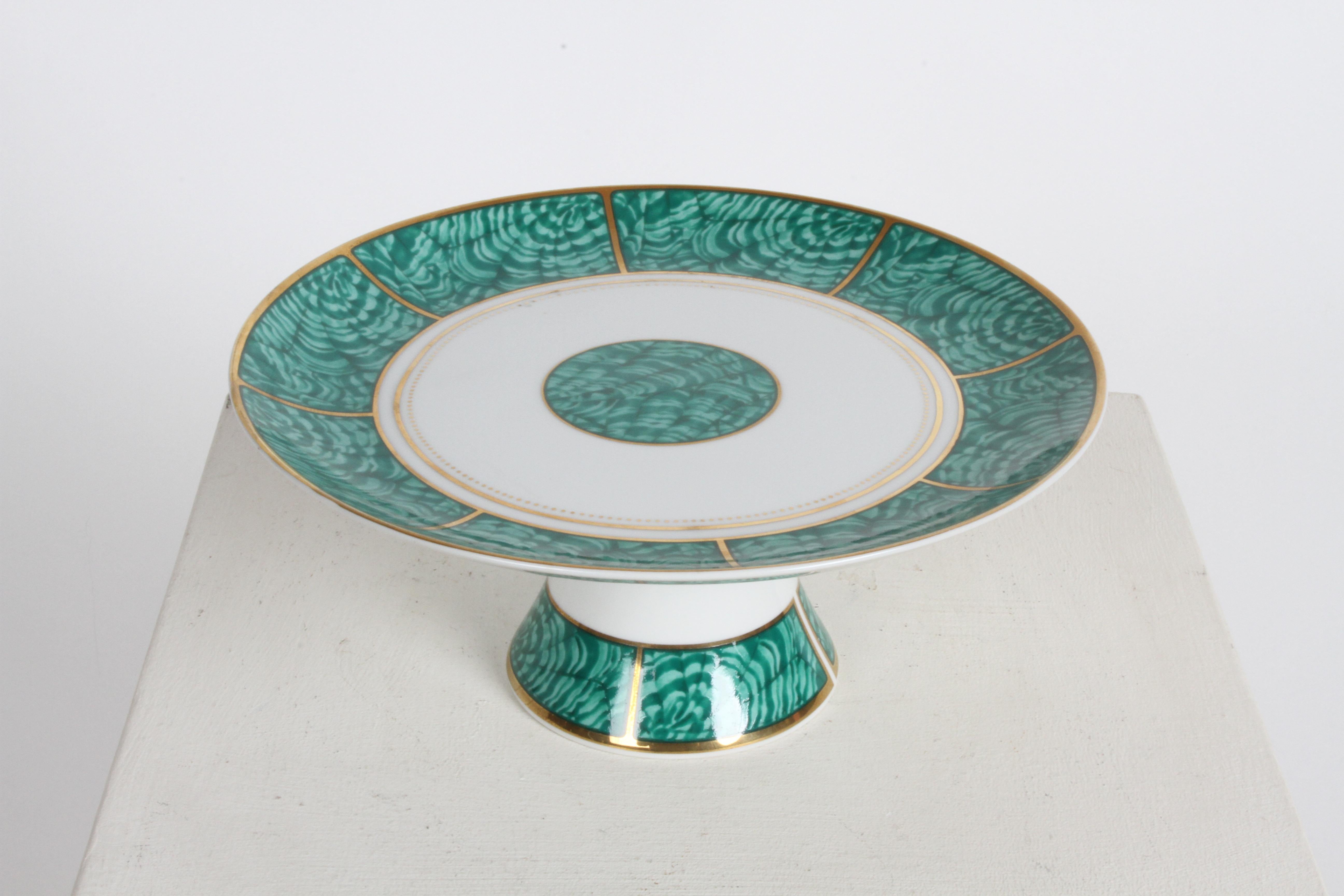 Georges Briard Mid-Century Imperial Malachite China Compote or Cake Stand For Sale 3
